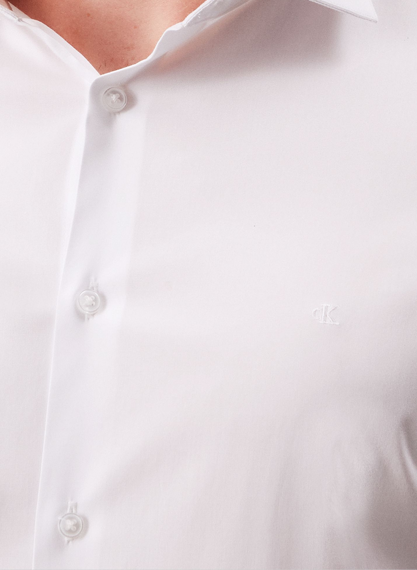 Camisa recta de algodón mezclado CALVIN KLEIN Blanco