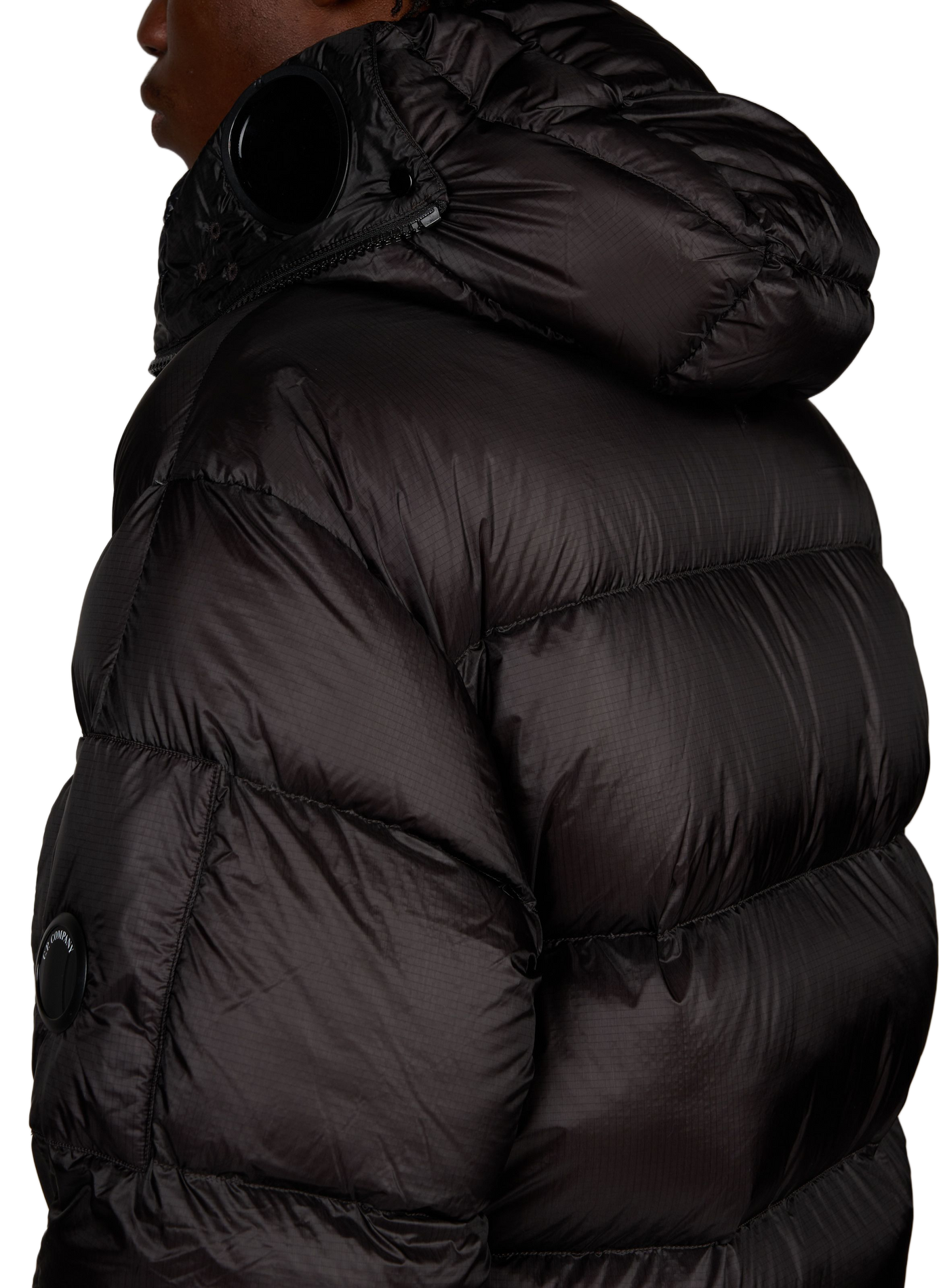 Doudoune droite à capuche unie CP COMPANY Noir