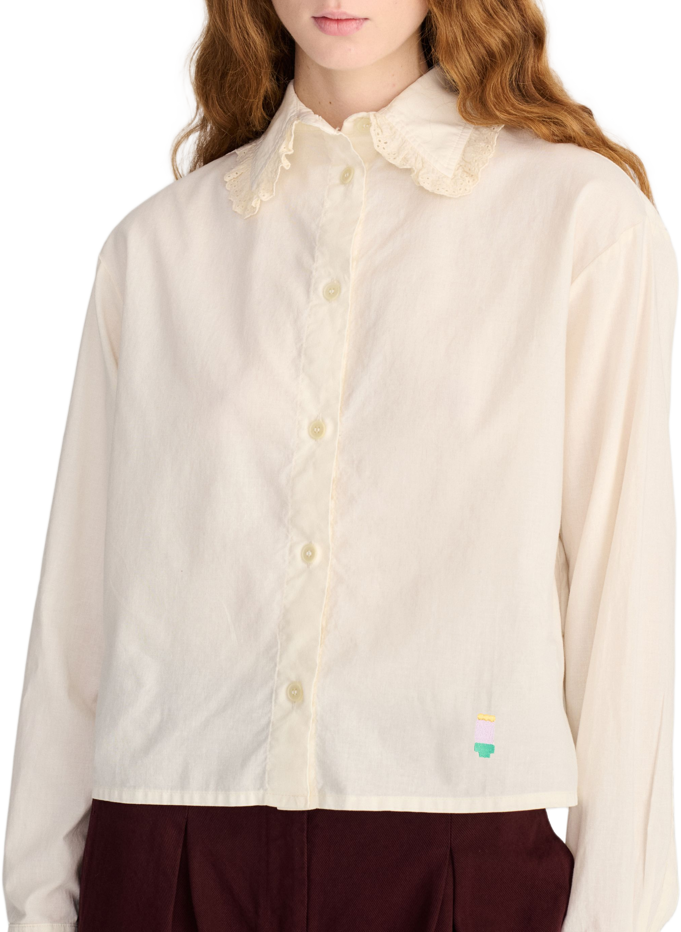 Chemise droite à col dentelle BOBO CHOSES Beige
