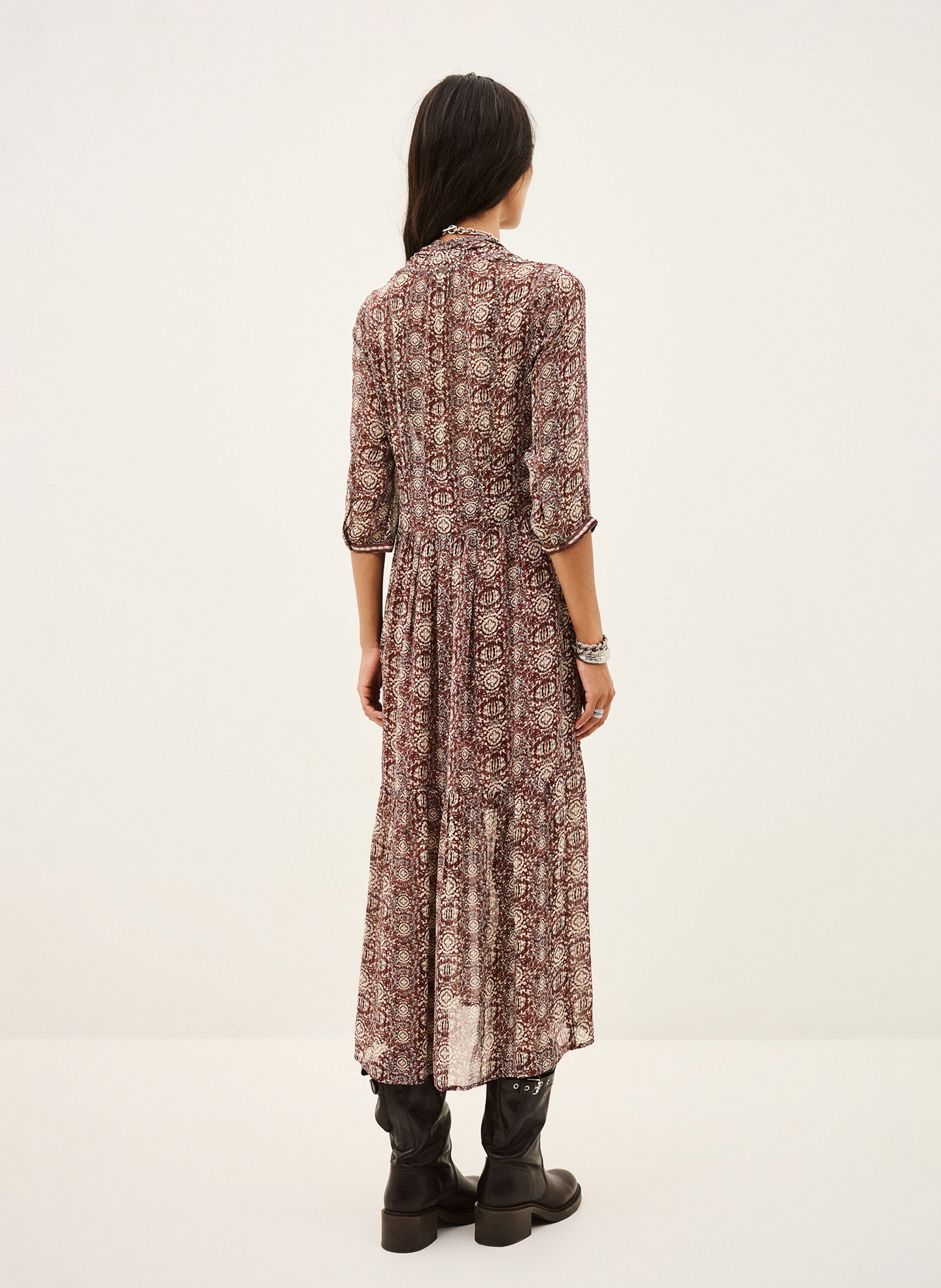 Robe longue cintrée imprimée dazzle BA&SH Violet