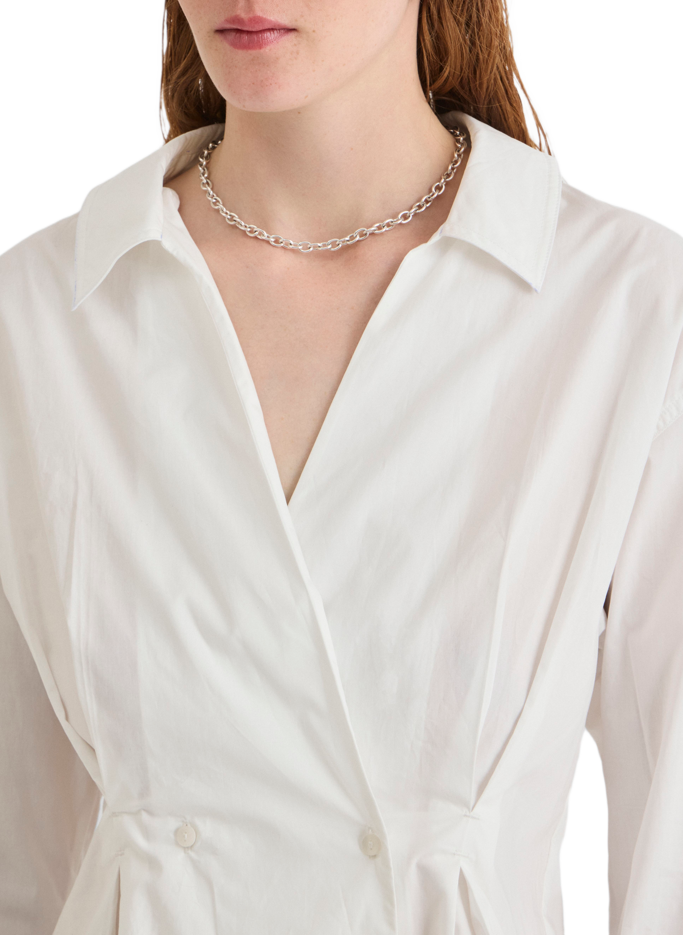 Camicia aderente in cotone con scollo a V ROUGE EDIT Beige