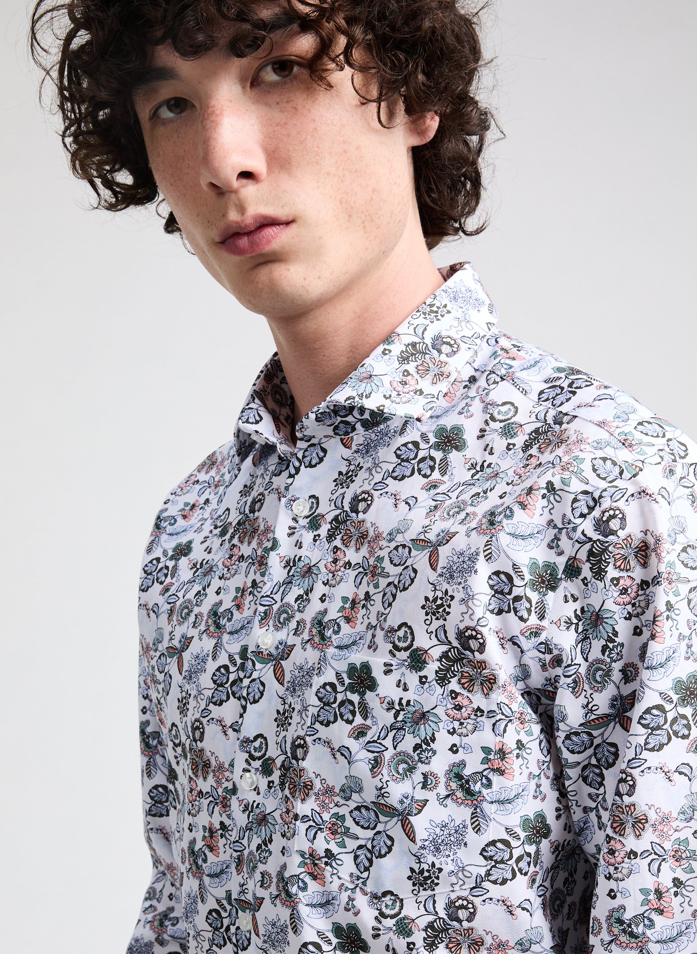 Cotton floral print Shirt SEIDENSTICKER White