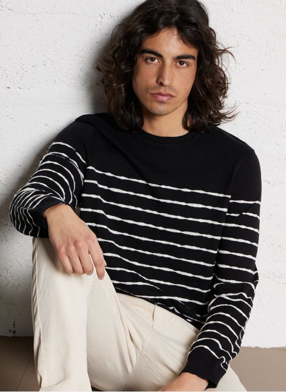 Pull col rond en coton Noir by IKKS IKKS Pull col rond en coton Noir