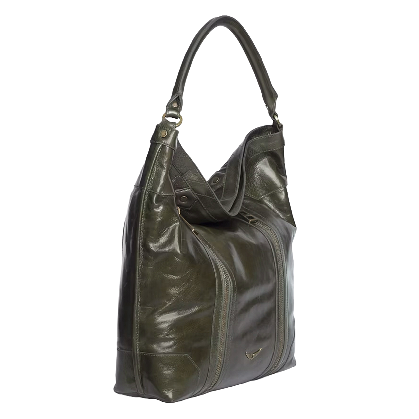 Sac zippé en cuir vernis sunny ZADIG&VOLTAIRE Vert