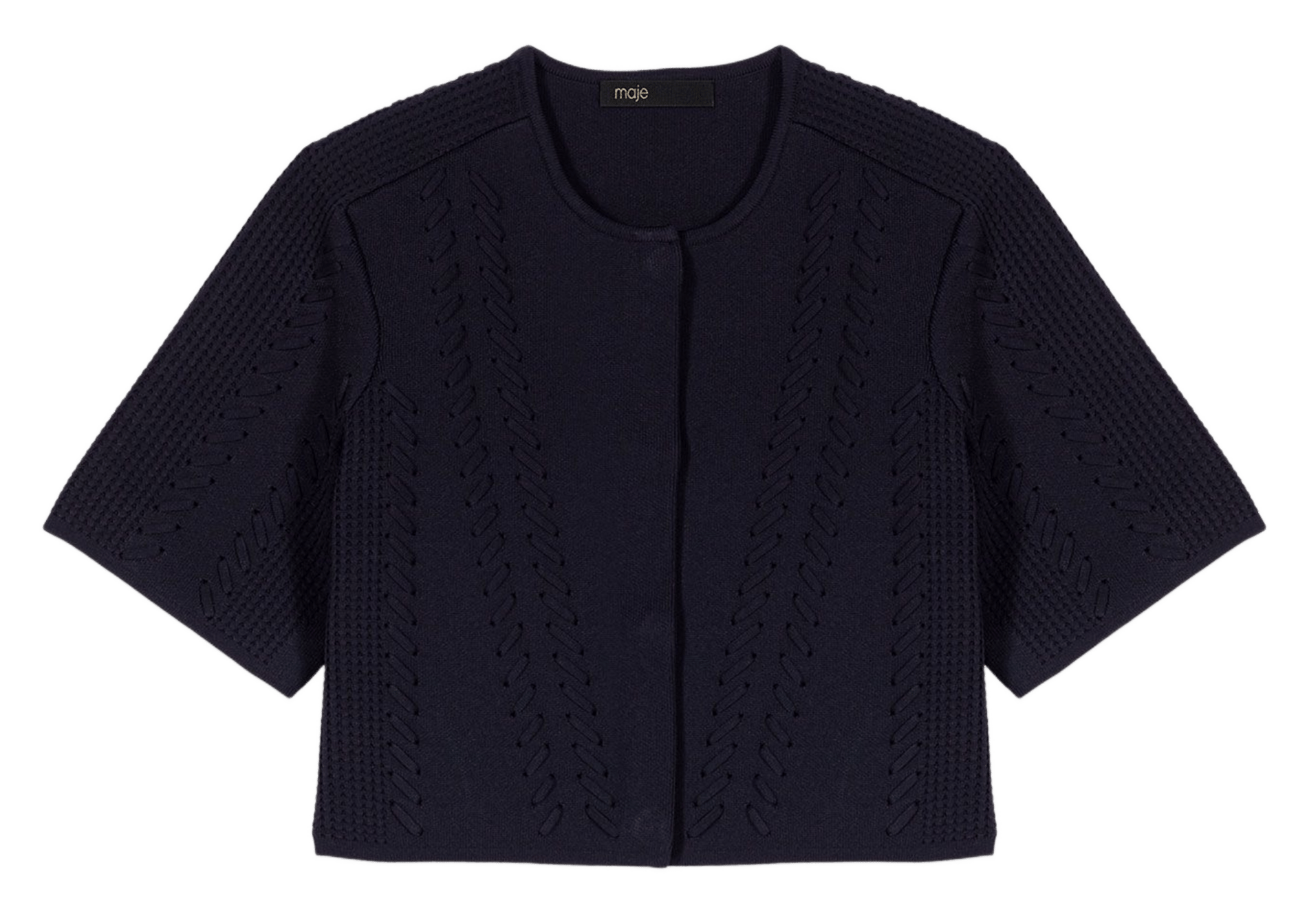 Cardigan court en maille tressée MAJE Bleu