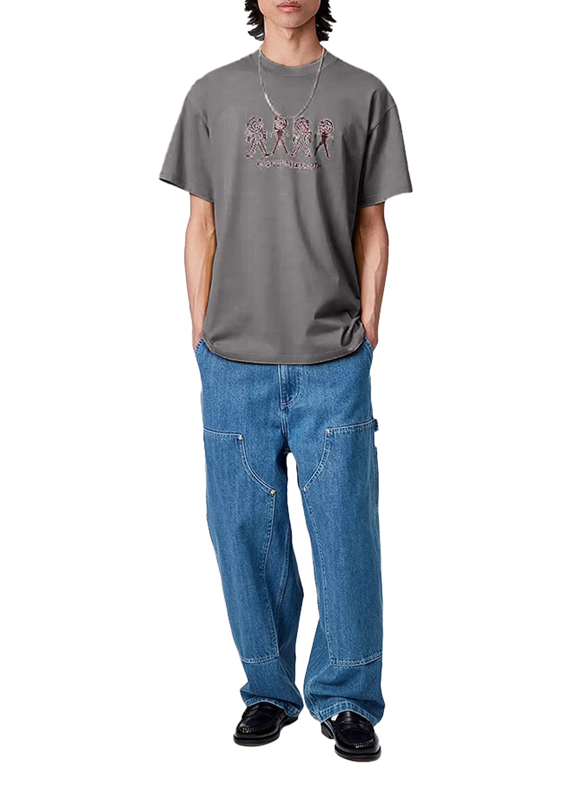 Cotton T-shirt with S/S Terrestrial prints Black