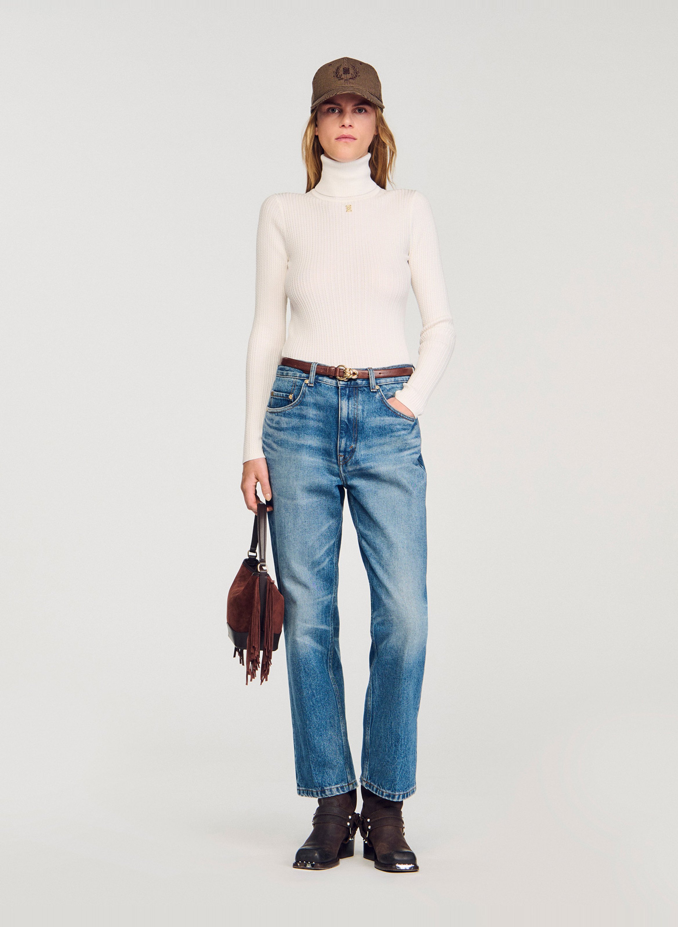 Pull col roulé SANDRO Blanc