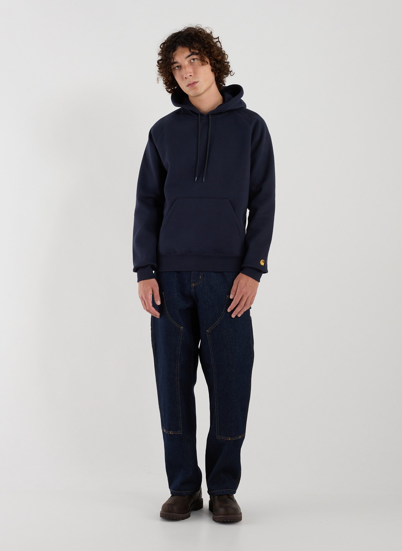 CARHARTT WIP Sweat uni à capuche en coton mélangé Bleu