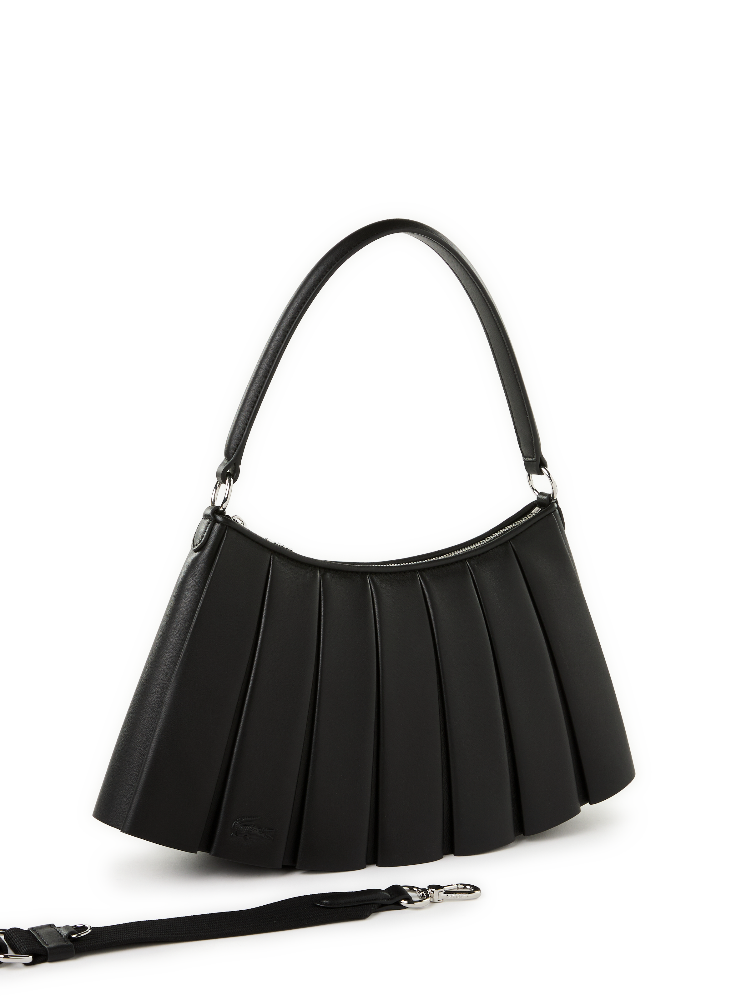 Sac moyen Lenglen plissé en cuir LACOSTE Noir