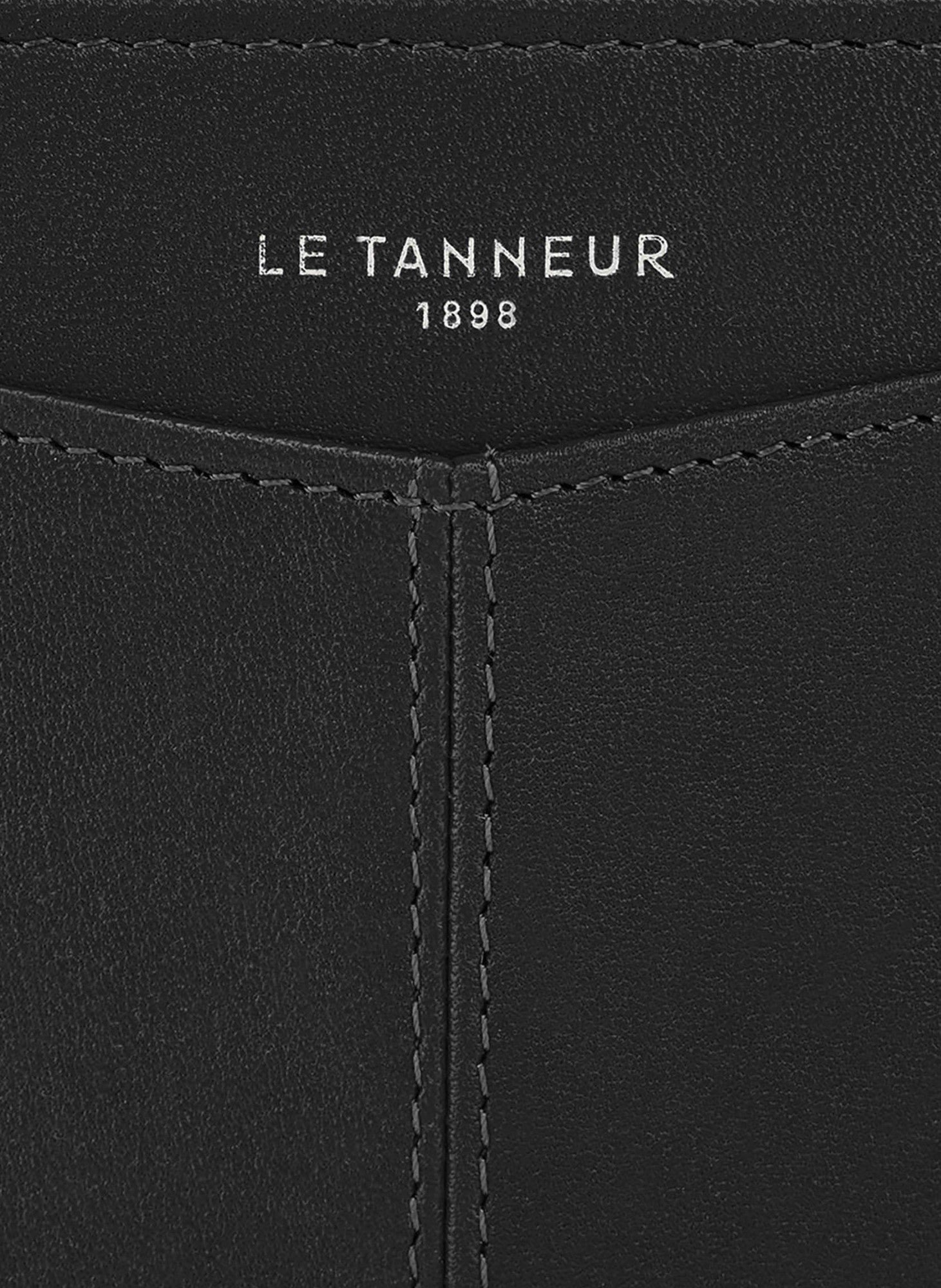 Porte monnaie zippé avec porte cartes amovible charlotte en cuir lisse LE TANNEUR Noir