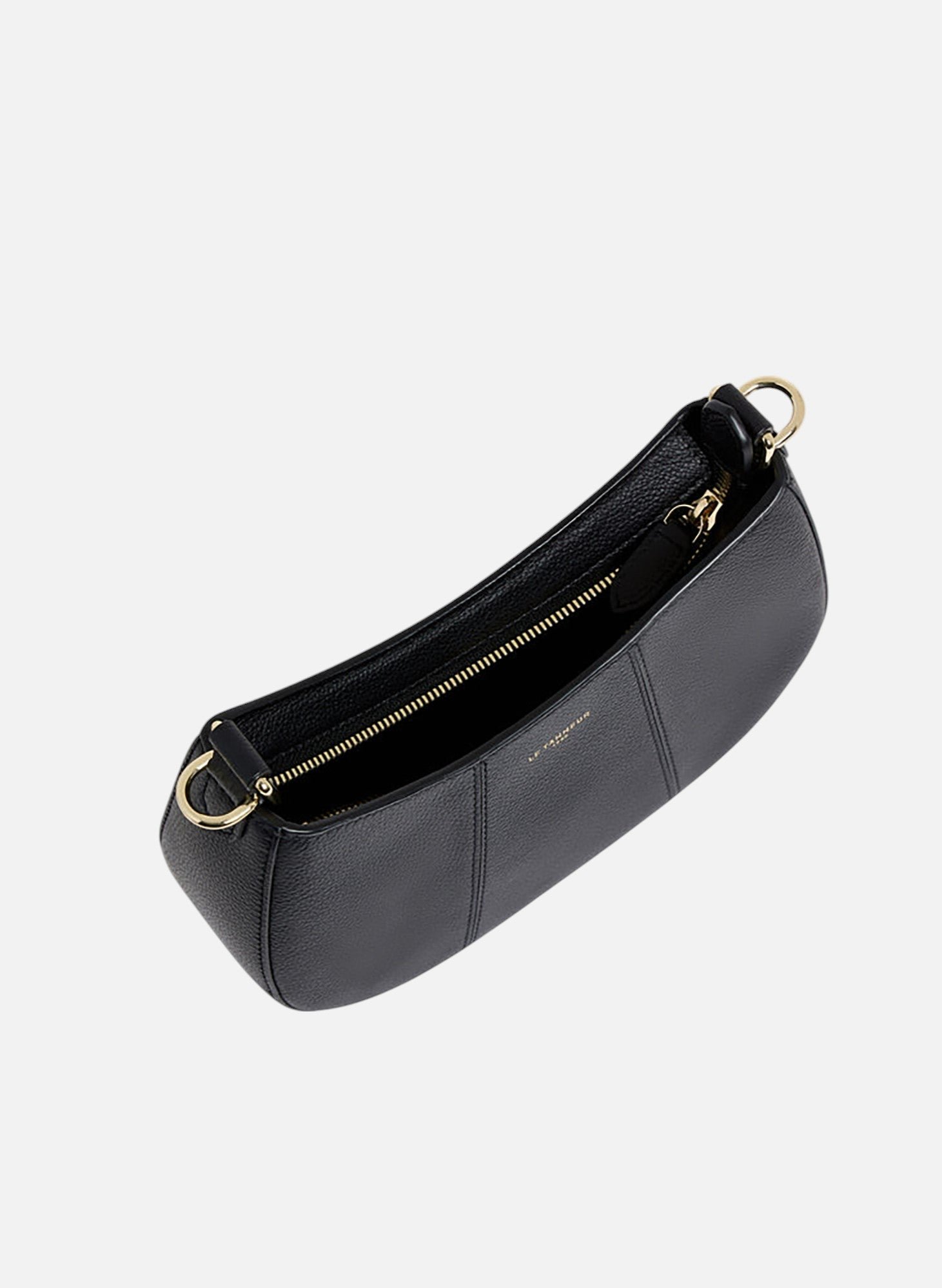 Petit sac demi-lune juliette en cuir grainé LE TANNEUR Noir