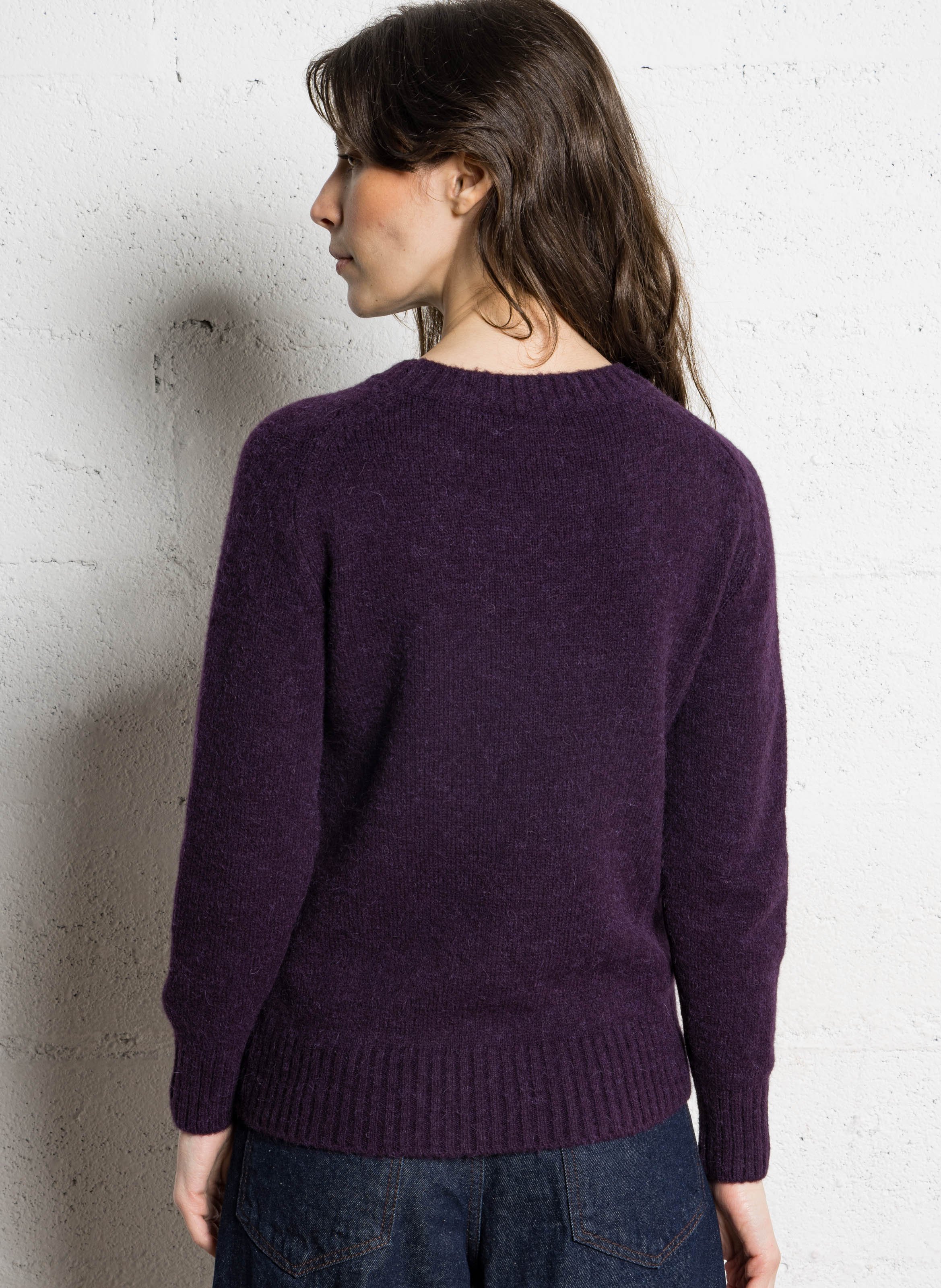 Pull col rond droit en maille tricotée envie SOEUR Violet
