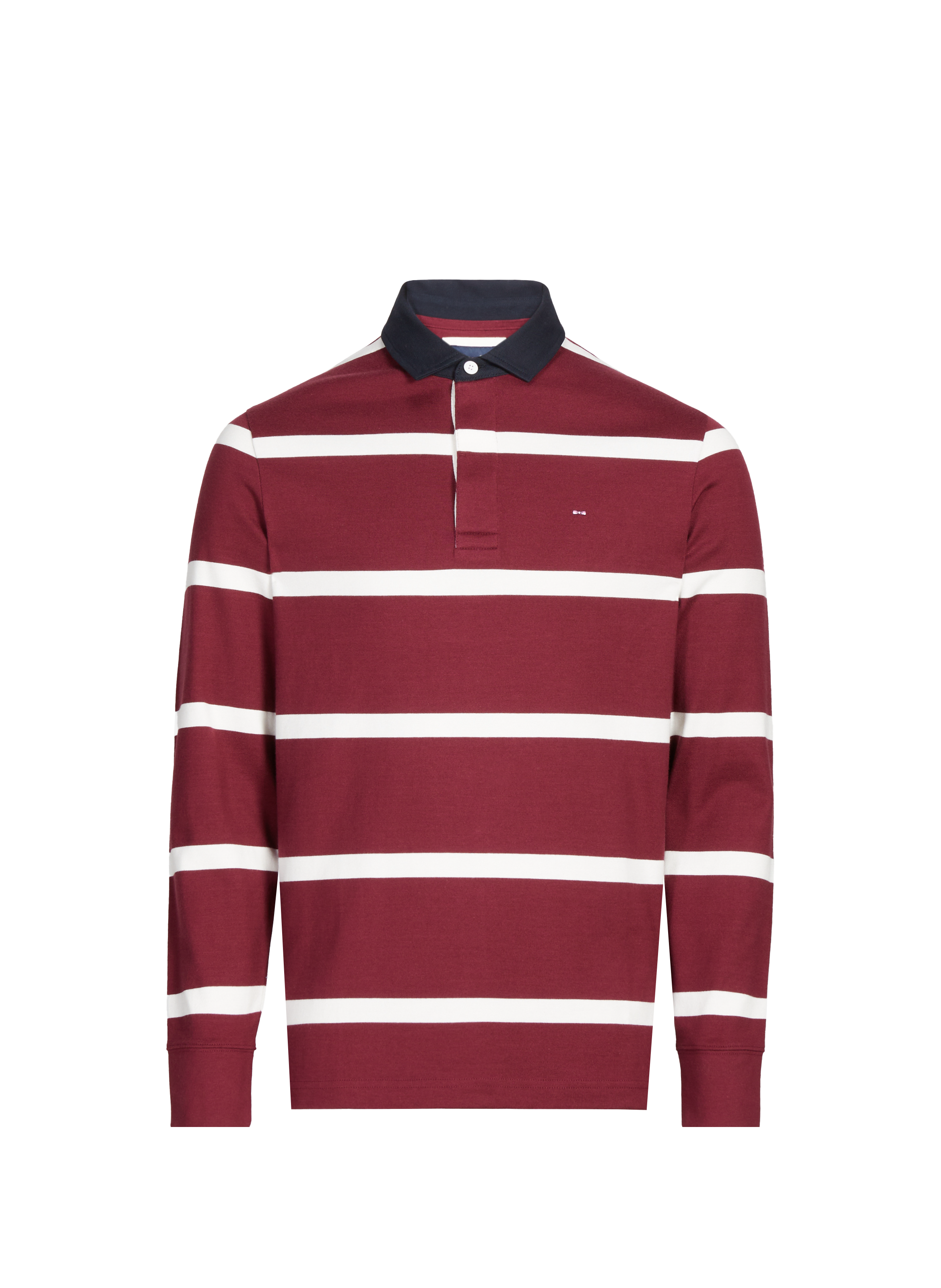 EDEN PARK Polo rayé à manches longues en coton Rouge