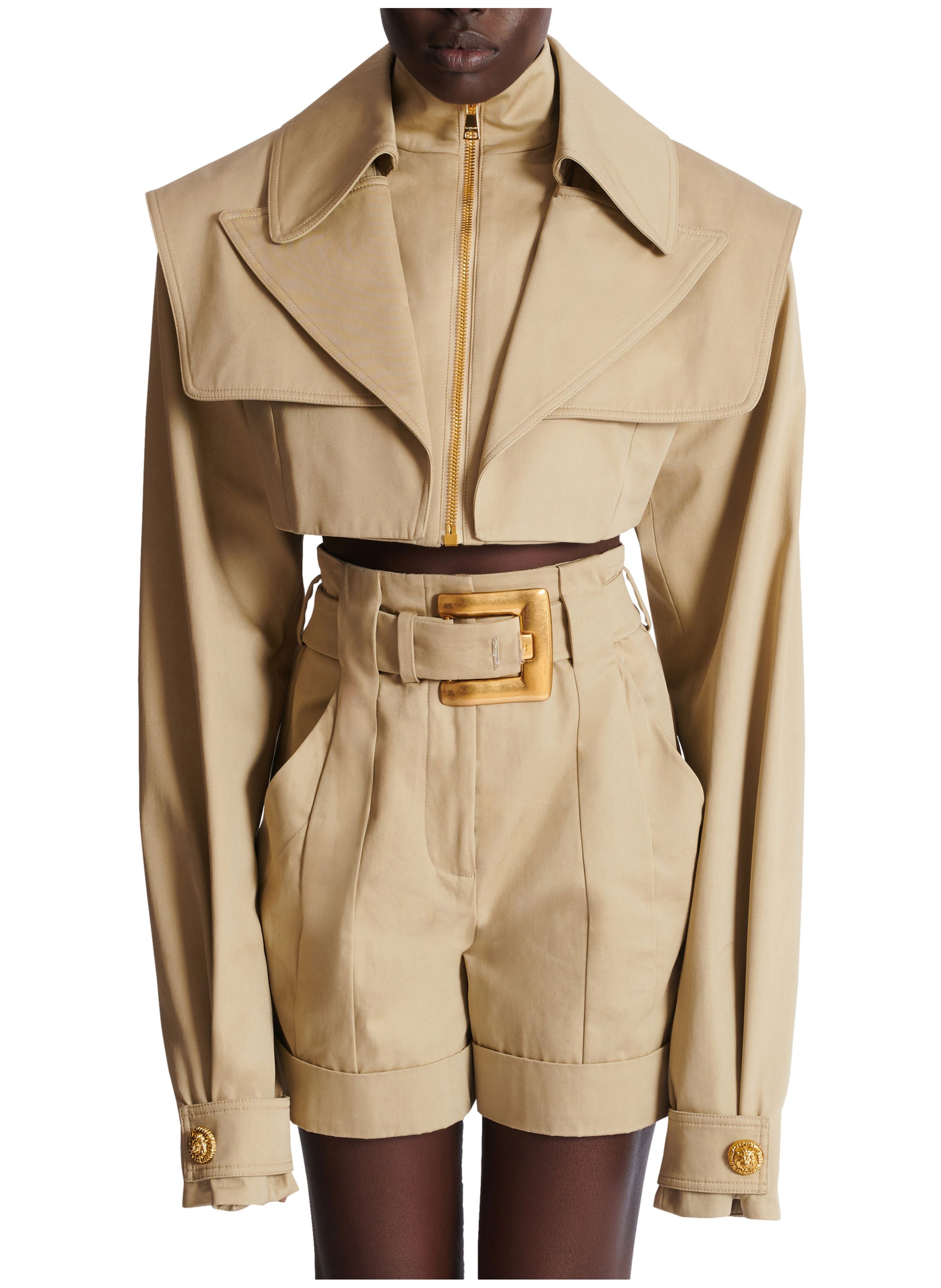 Bomber court en gabardine BALMAIN Beige