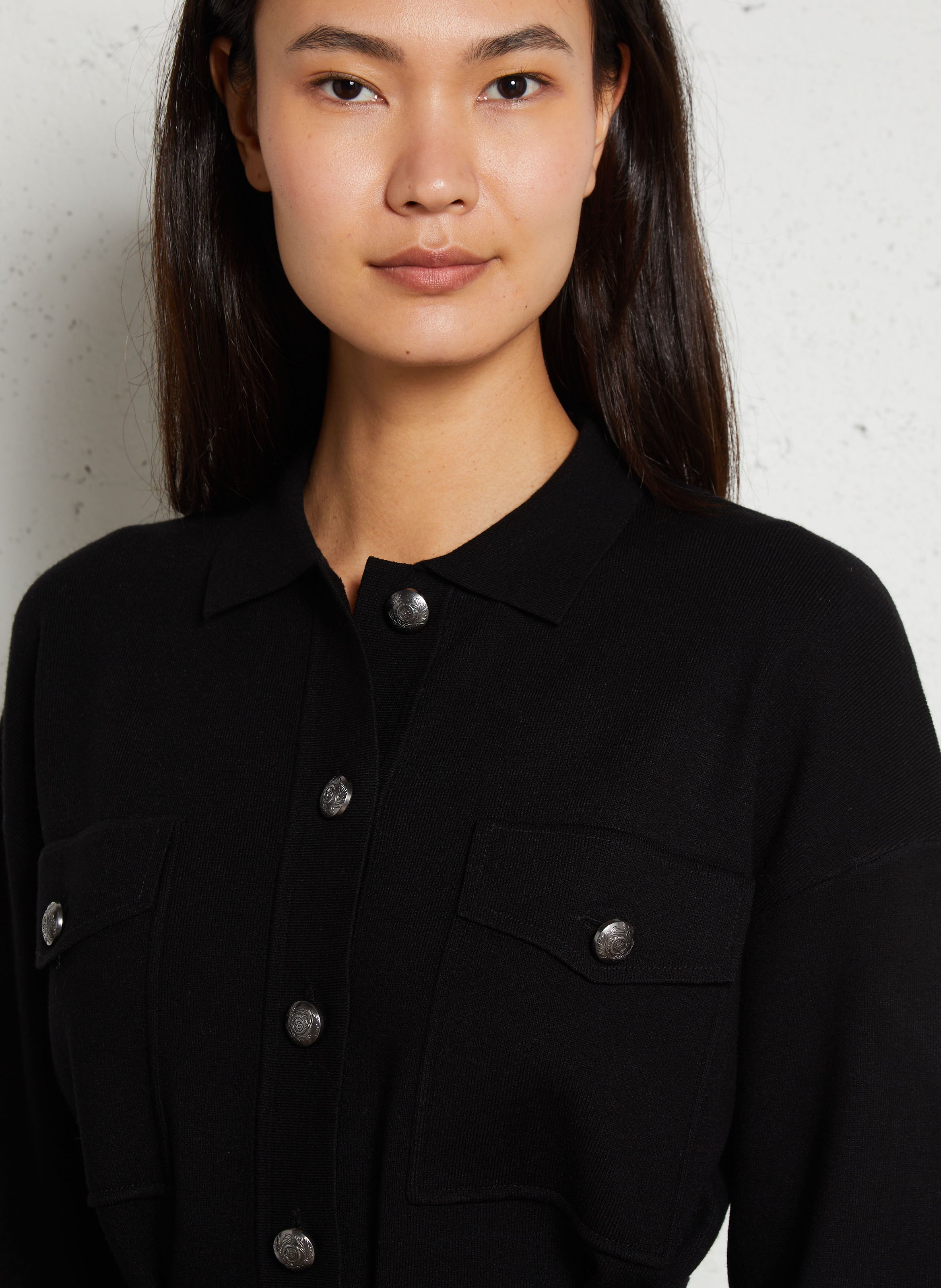 Gilet droit boutonné à ceinture IKKS Noir