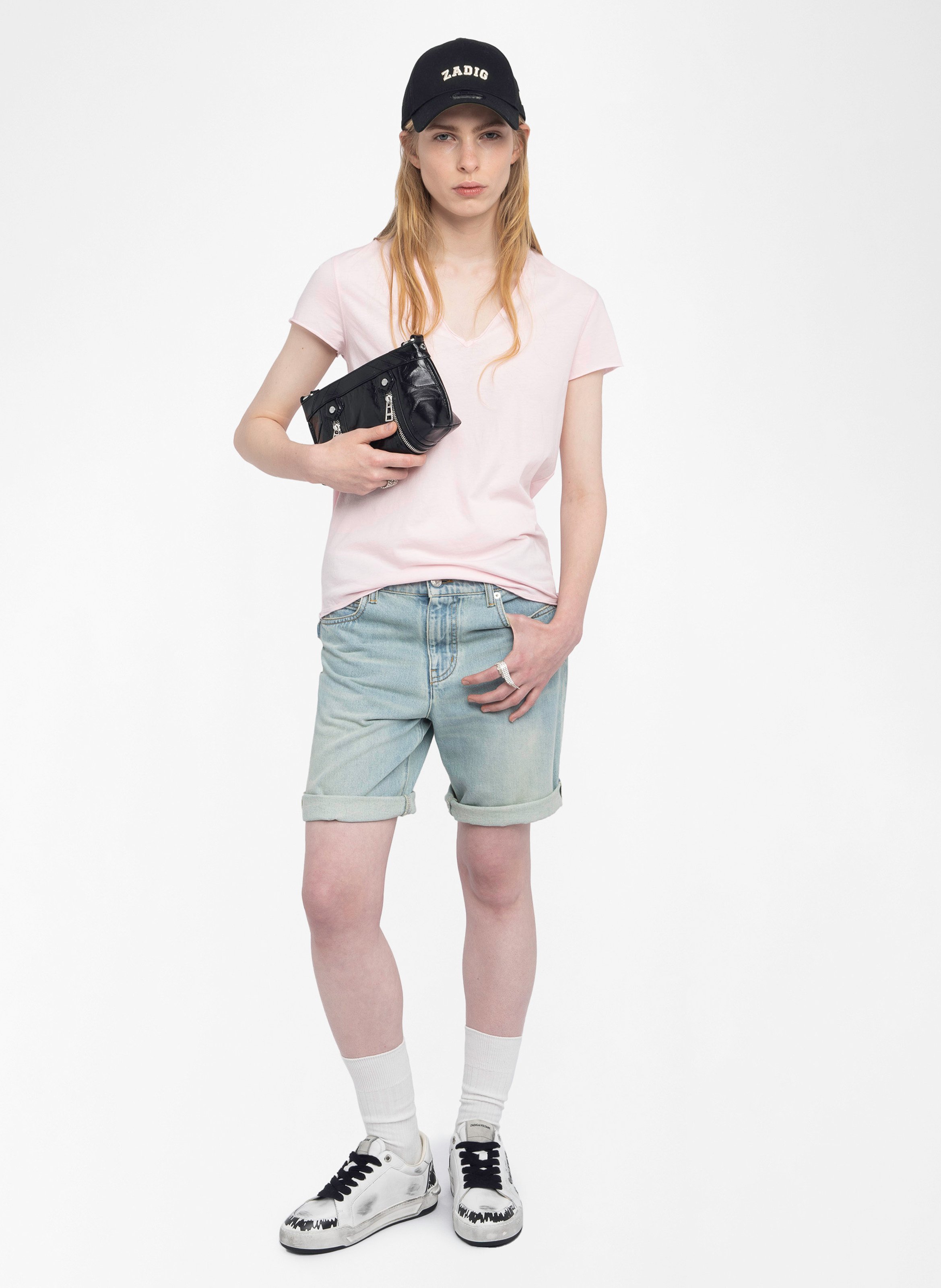Tee-shirt droit col v motif dos story ZADIG&VOLTAIRE Rose