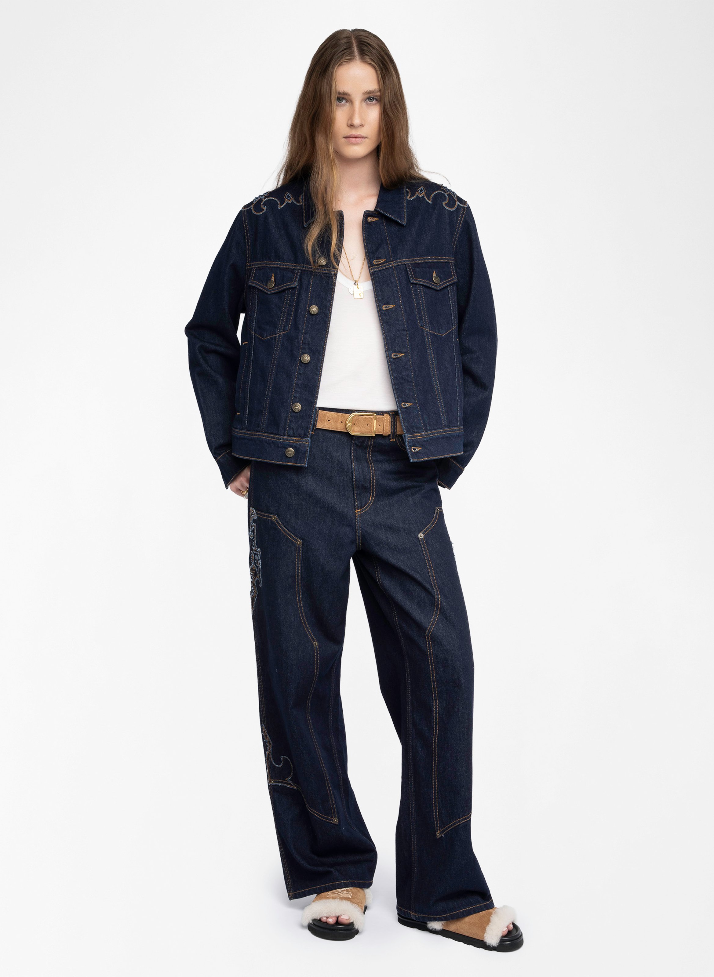 Veste col classique en denim de coton bases ZADIG&VOLTAIRE Bleu