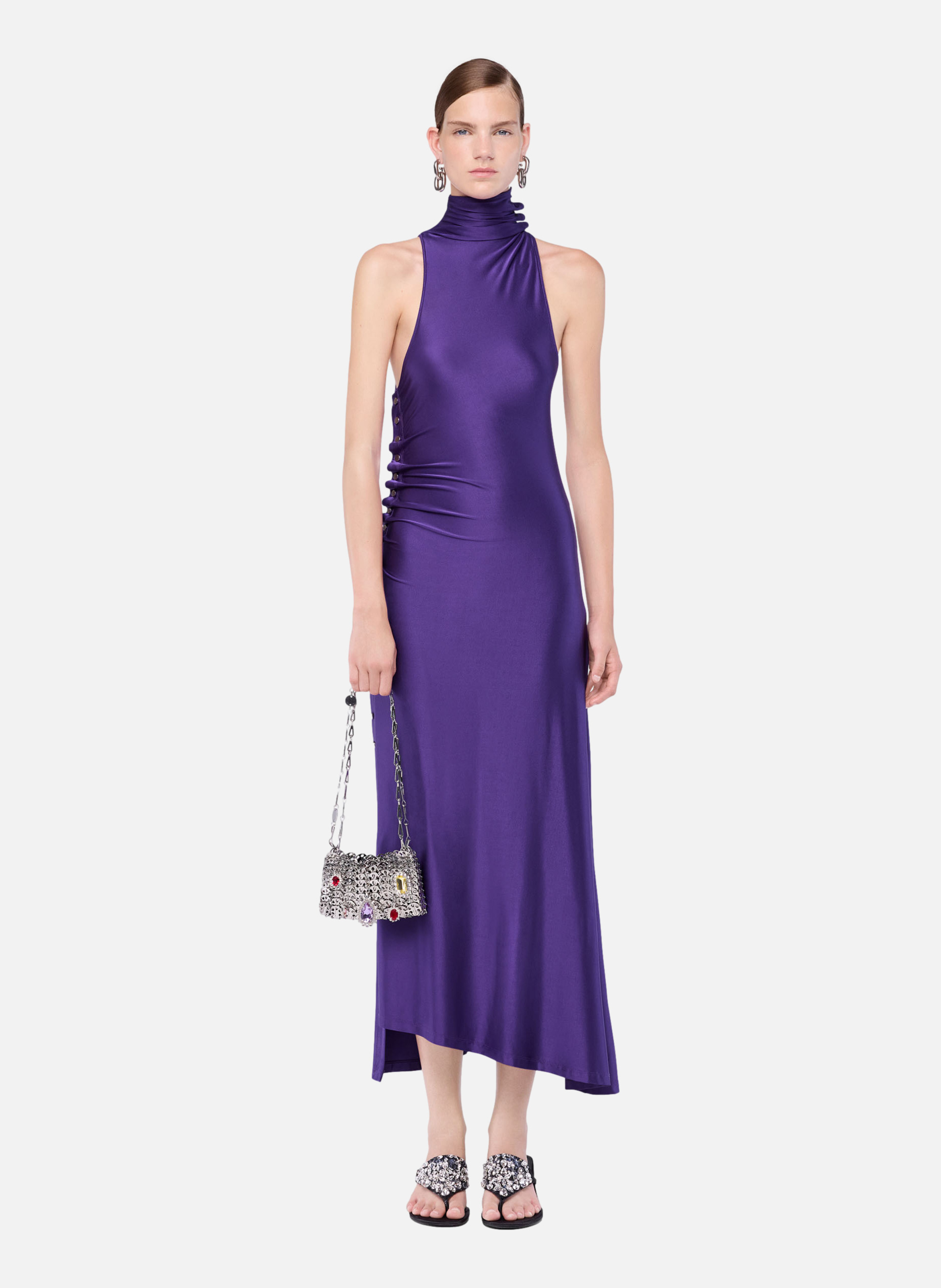 Robe longue drapée en jersey RABANNE Violet