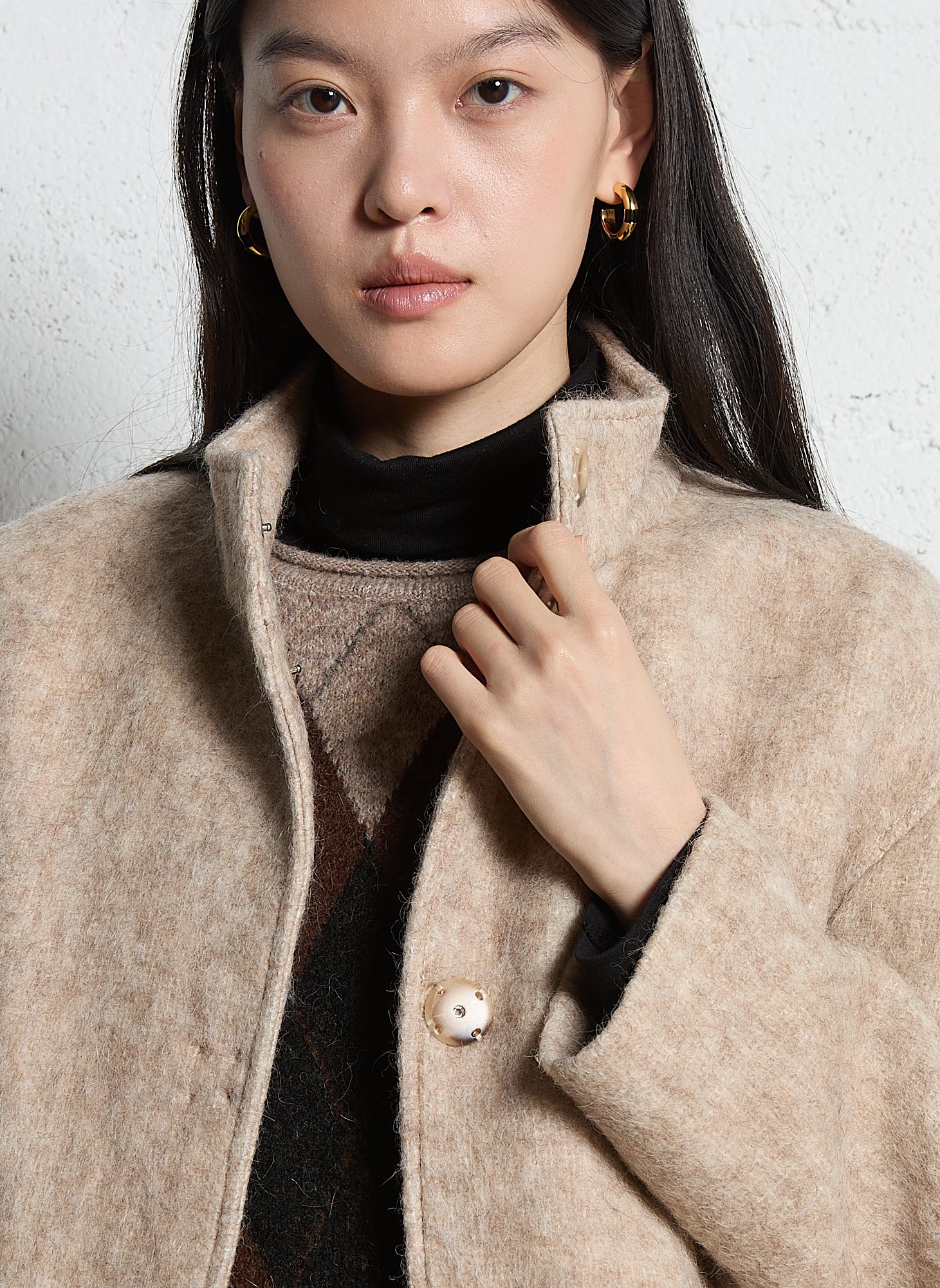 Manteau droit uni à col montant lamia MAISON 123 Blanc