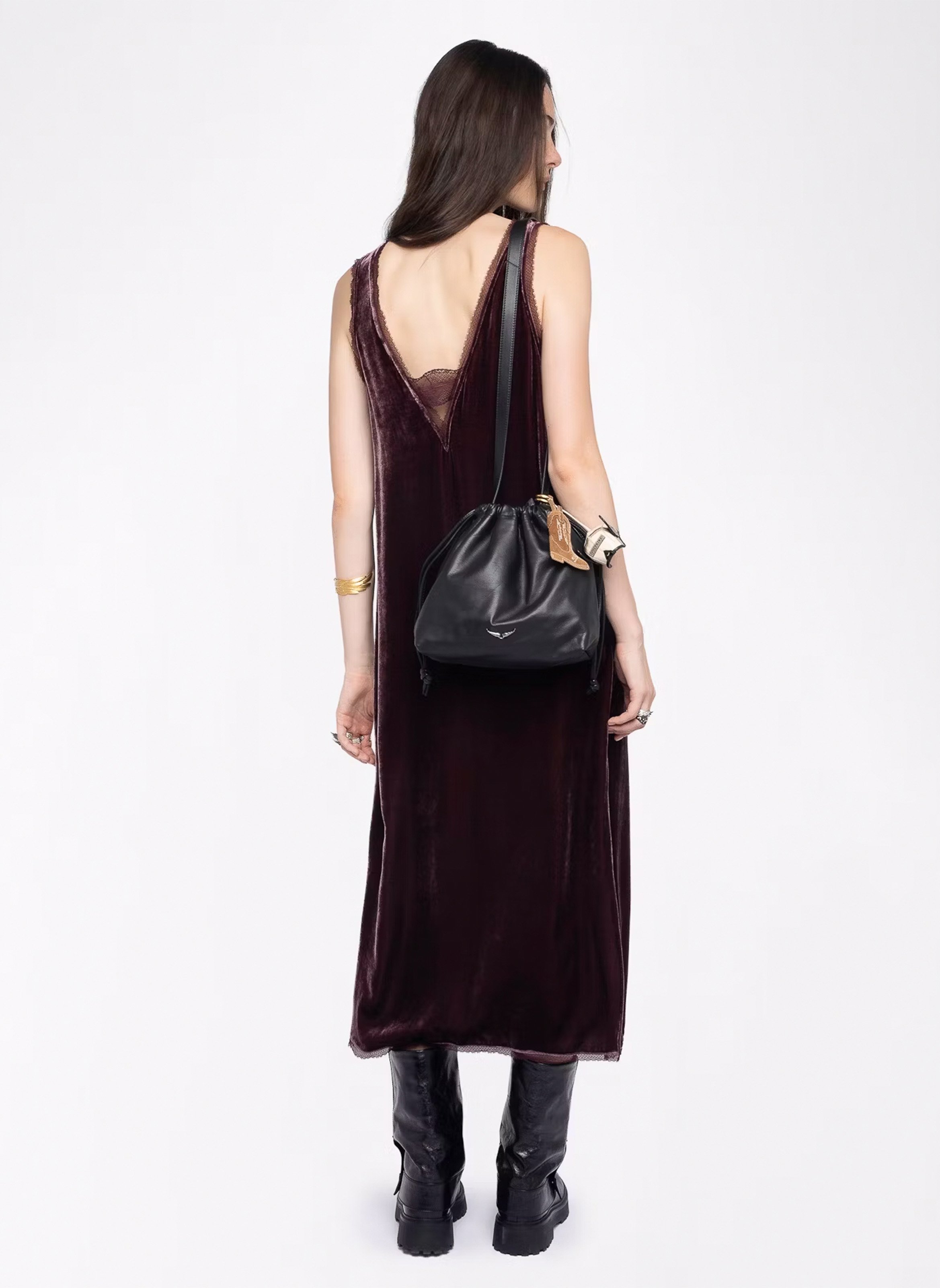 Robe midi en velours col v renzo ZADIG&VOLTAIRE Violet