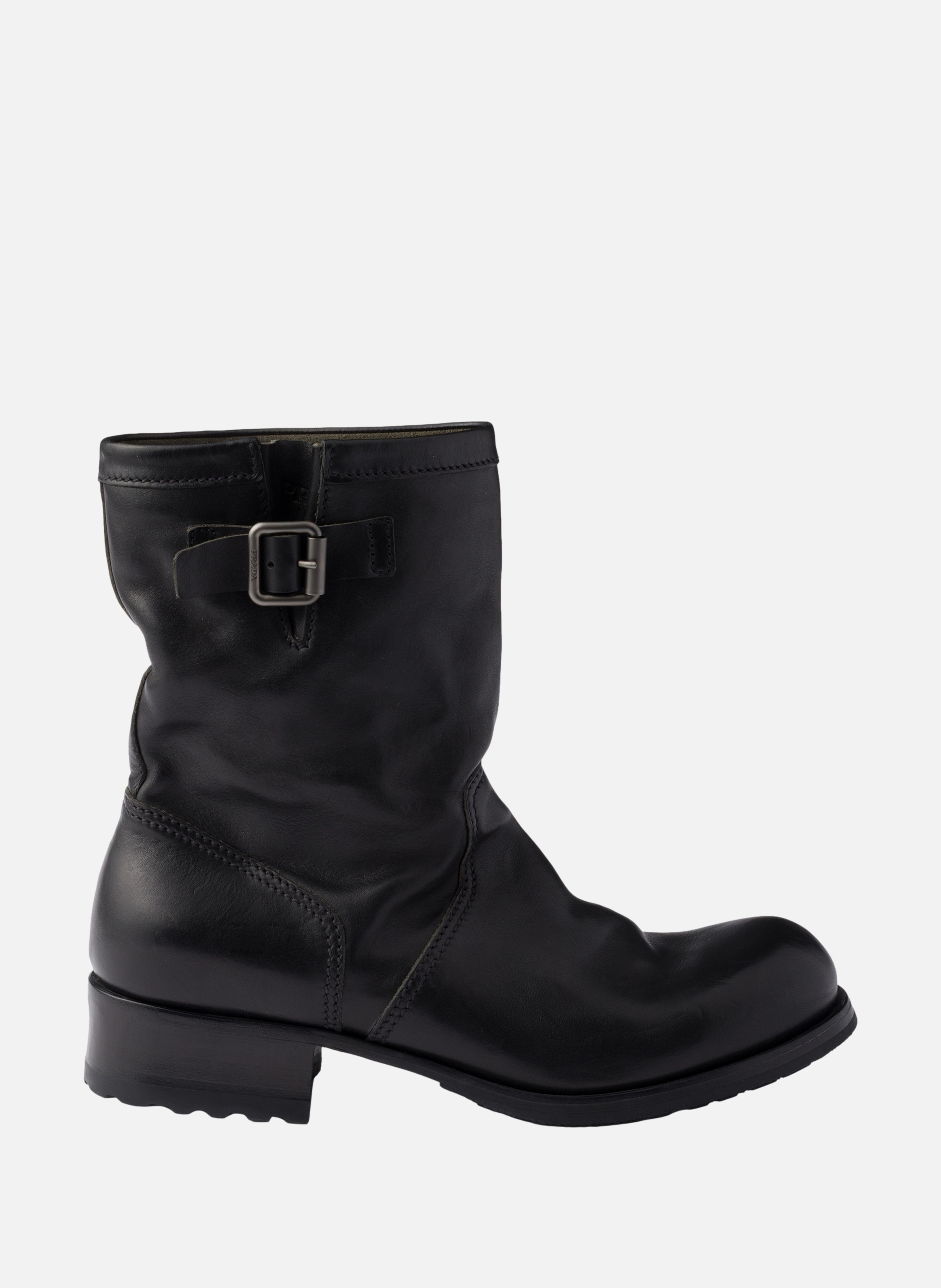 Bottes mi-mollet en cuir PRADA Noir