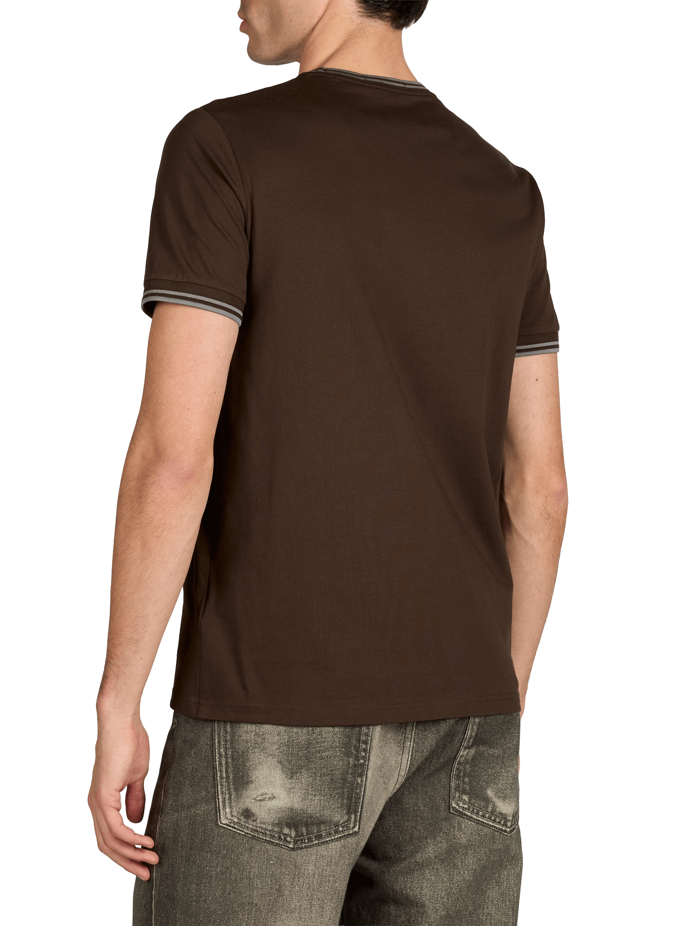 Plain round neck cotton T-shirt FRED PERRY Brown