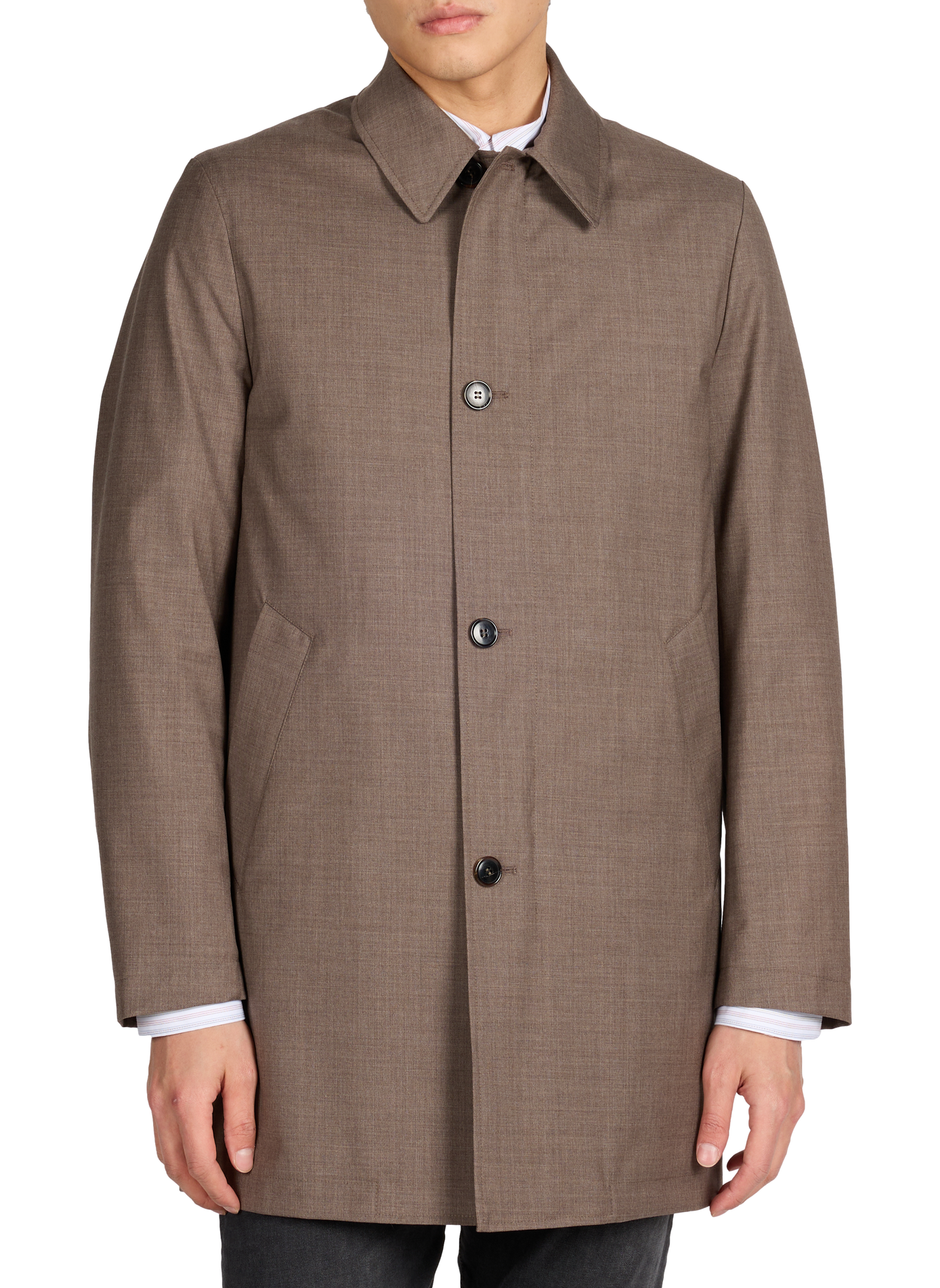 Parka mi longue en laine PAUL SMITH Marron