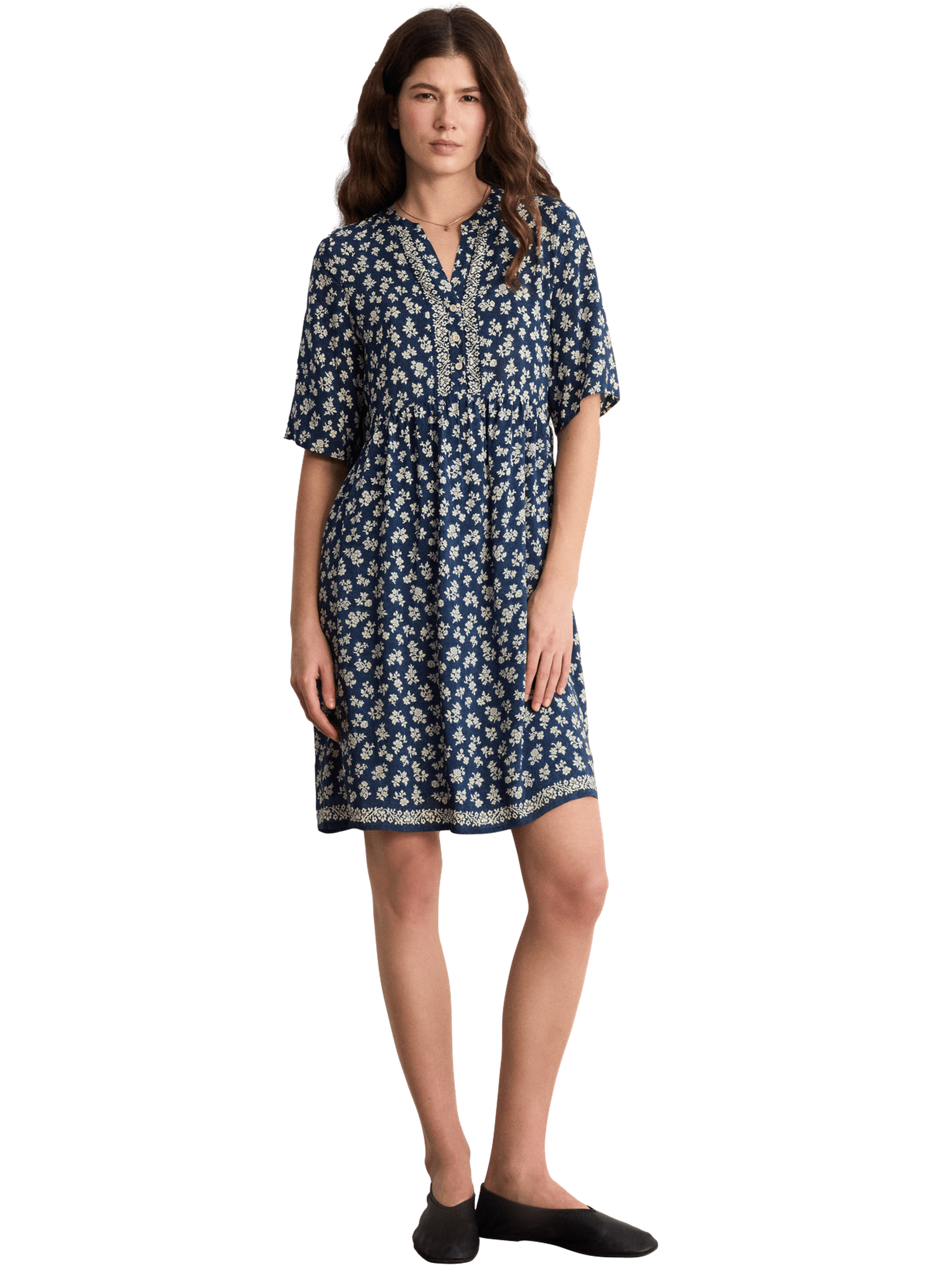 Robe courte et droite à fleurs - AUGUSTA PABLO Bleu