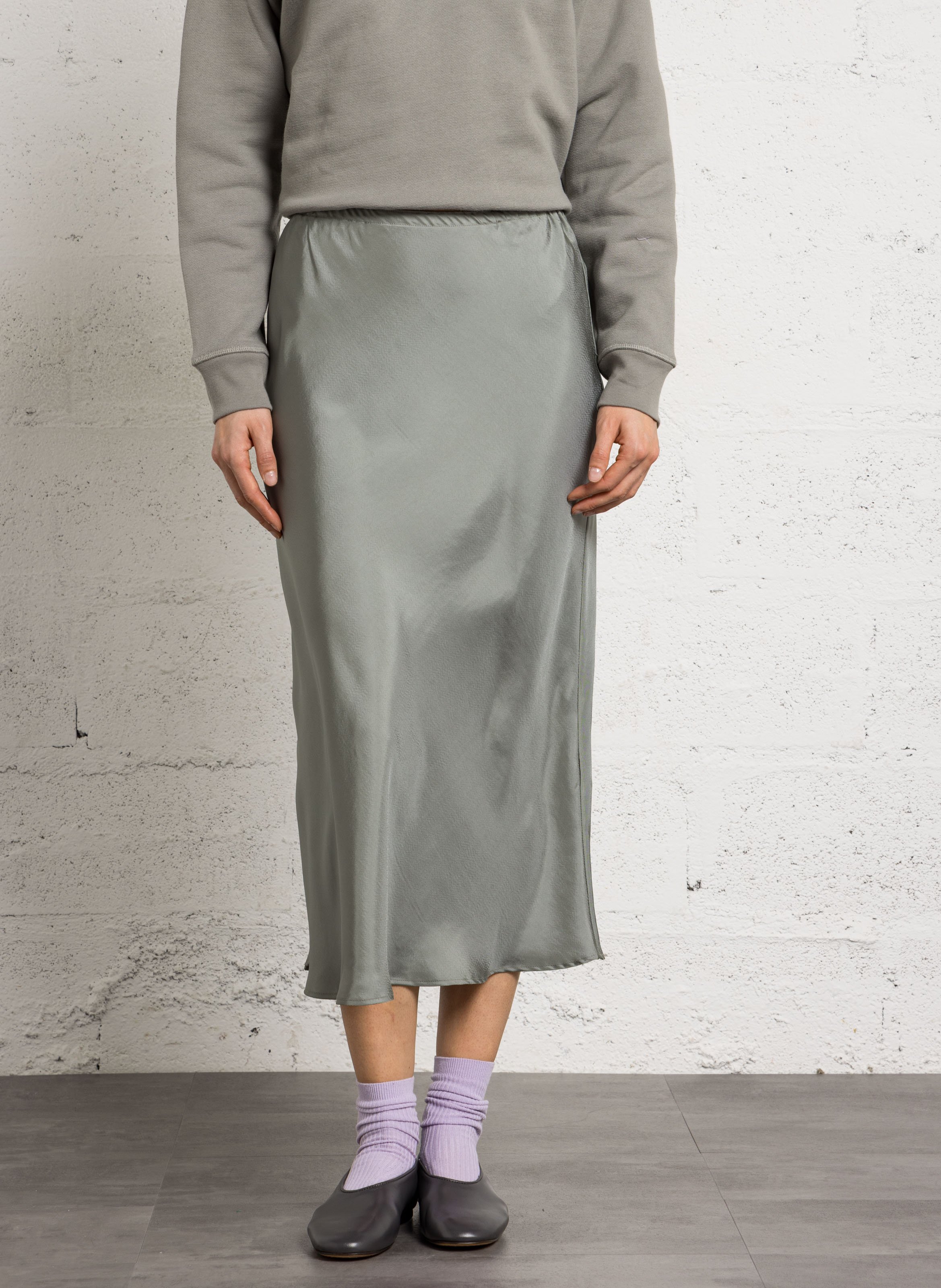 Jupe midi fluide en satin fever SOEUR Vert