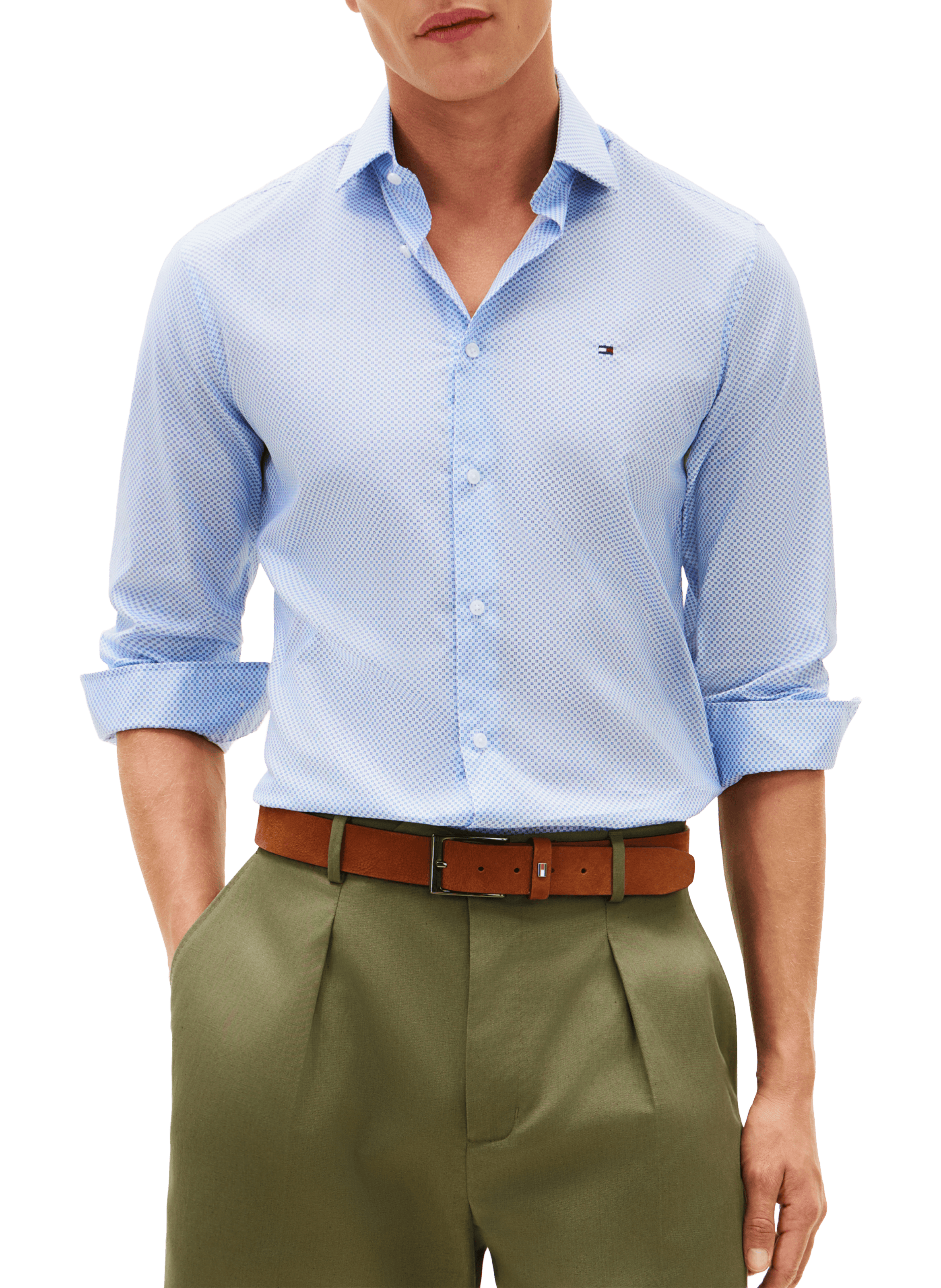Straight cotton blend Shirt TOMMY HILFIGER Blue