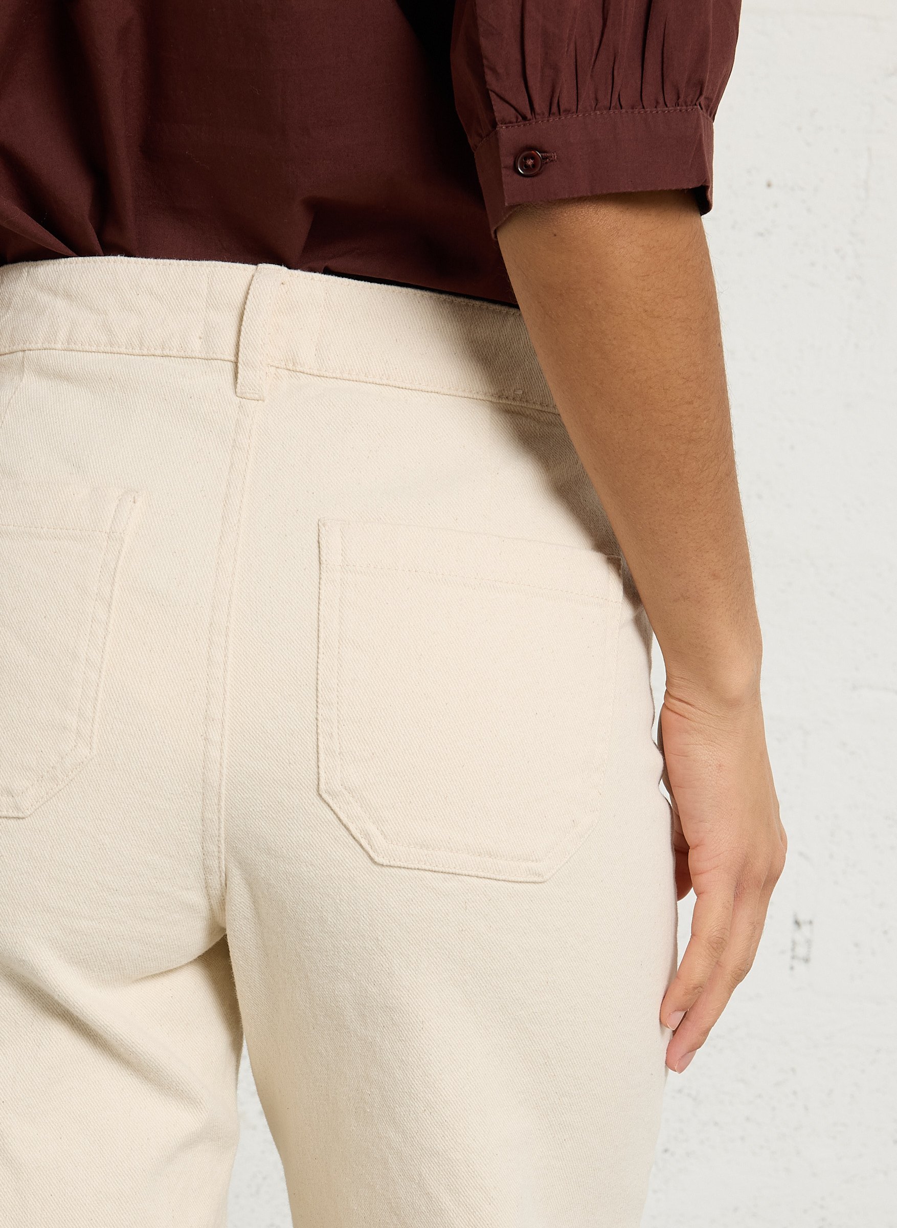 Jean droit raccourci taille haute mae MAISON 123 Beige