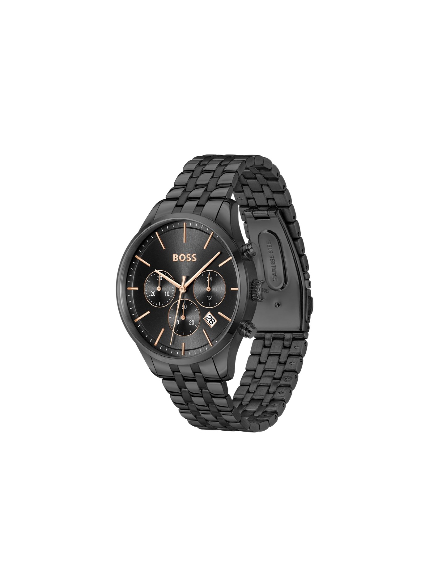 Montre quartz Avery en acier inoxydable BOSS MONTRES Noir