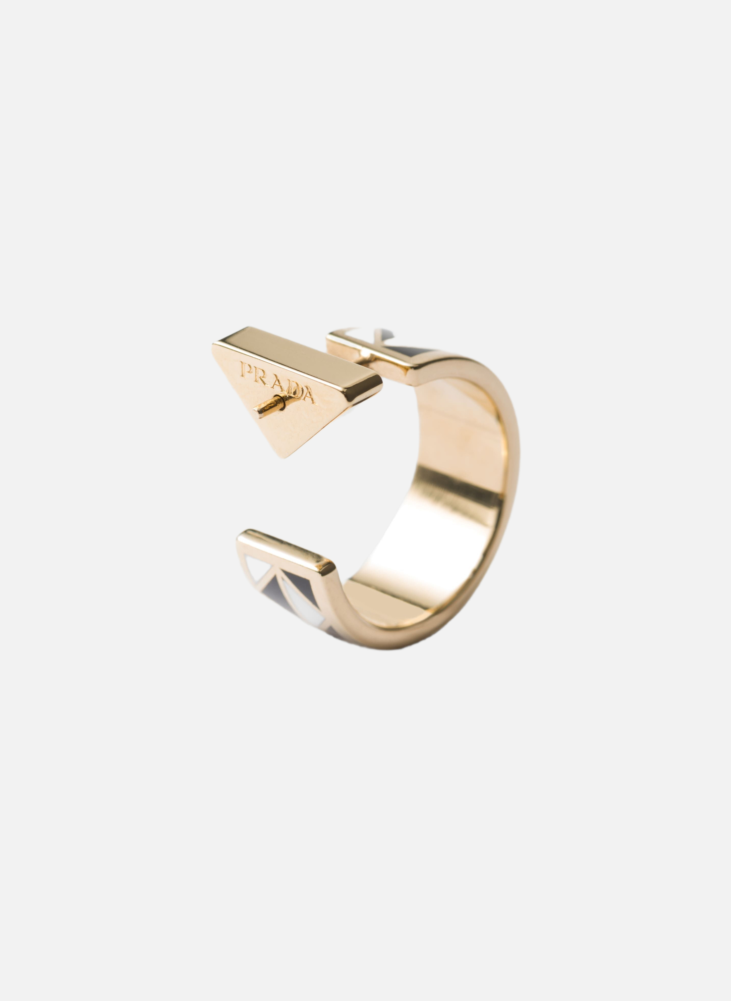 Boucles d’oreilles en métal émaillé PRADA Noir