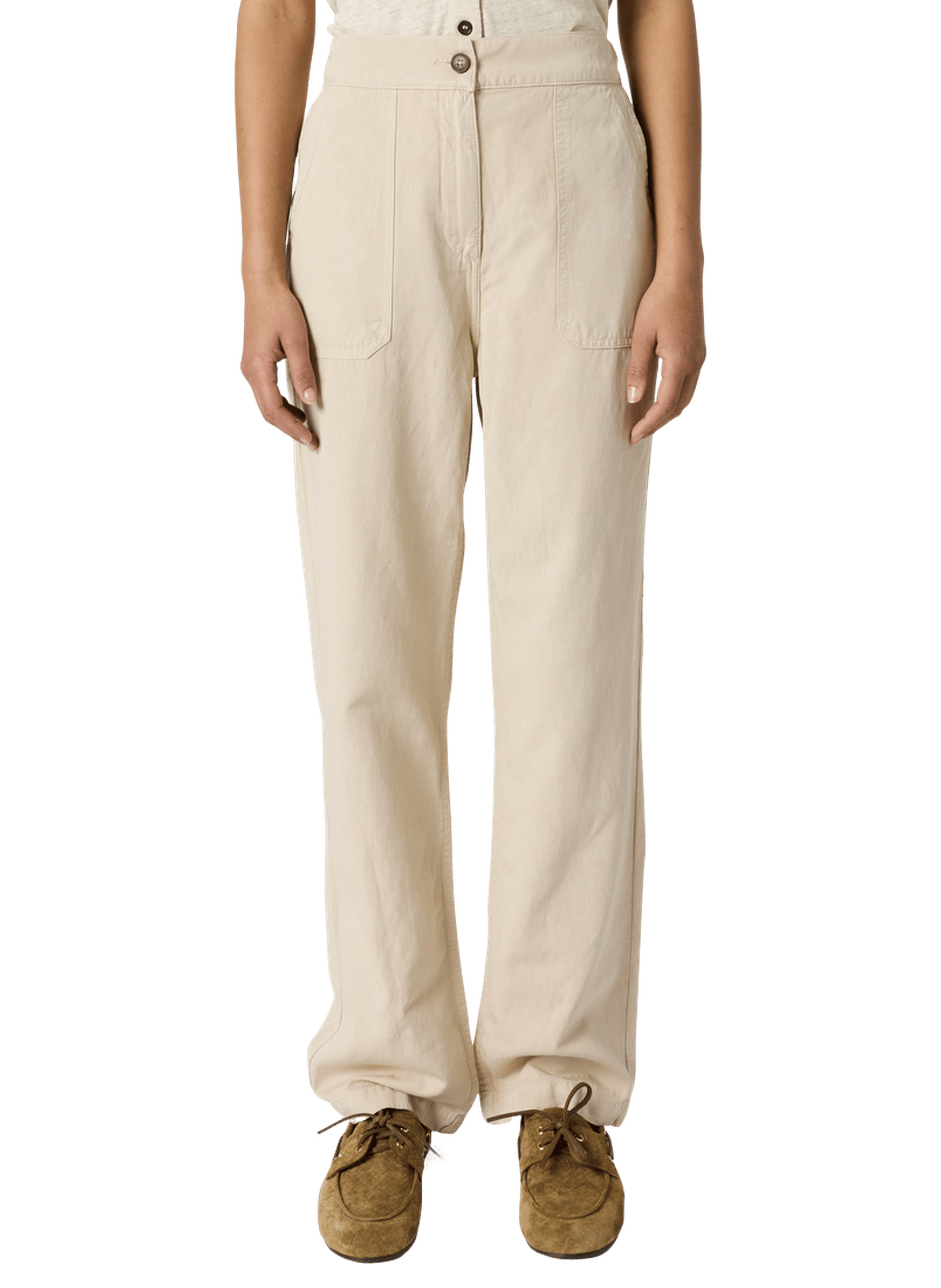 Pantalon 7/8 en coton et lin mélangés - audette GERARD DAREL Beige