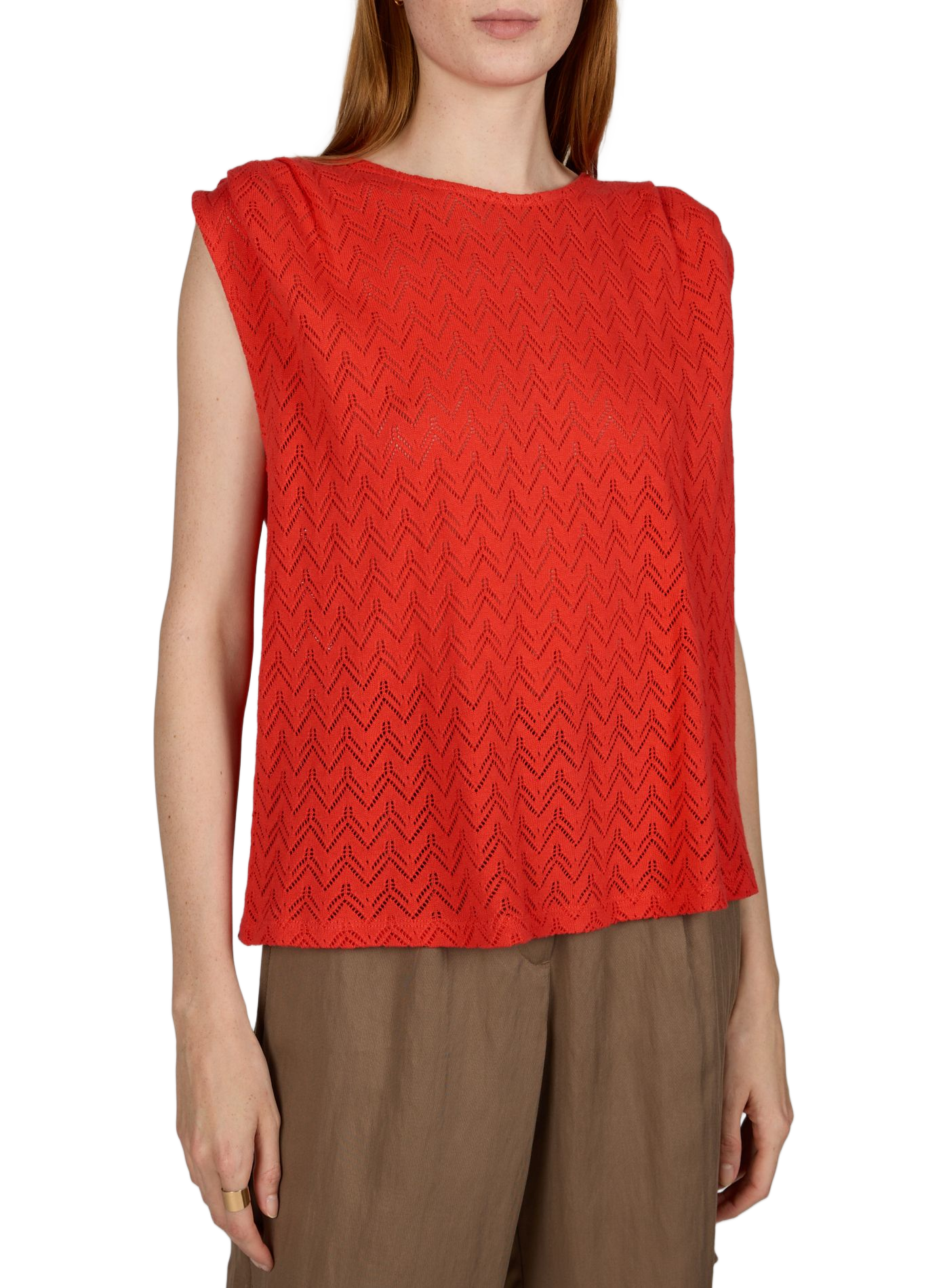 Top Vilihura in cotone VILA Rosso