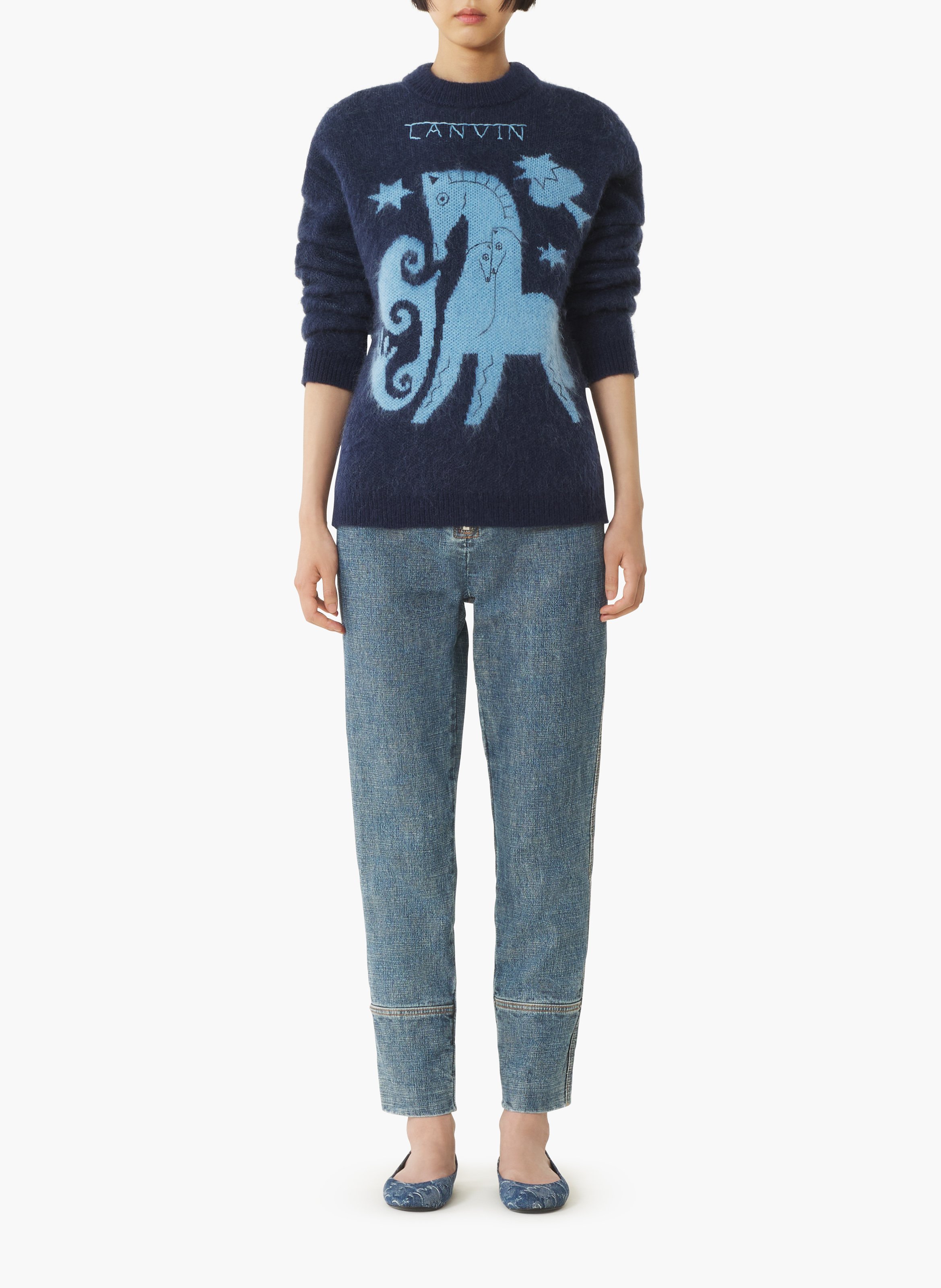 Pull en mohair jacquard lunar year LANVIN Bleu