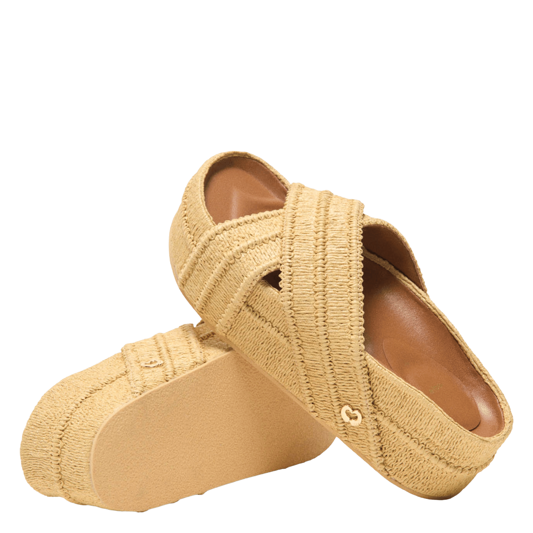 Mules compensées Beige