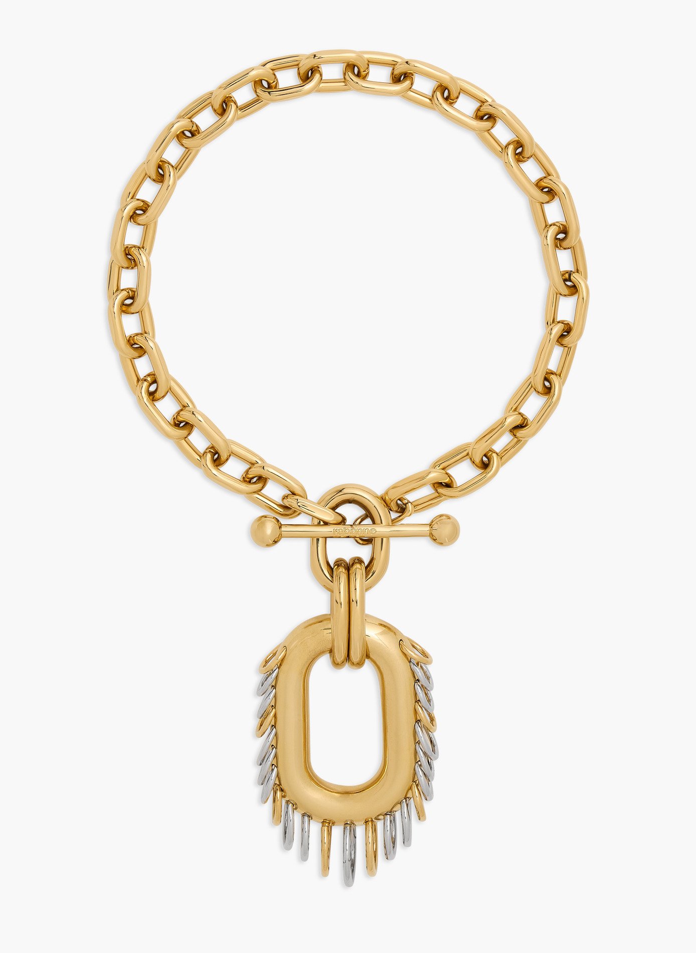 Collier punk xl link bicolore or et argent RABANNE Doré