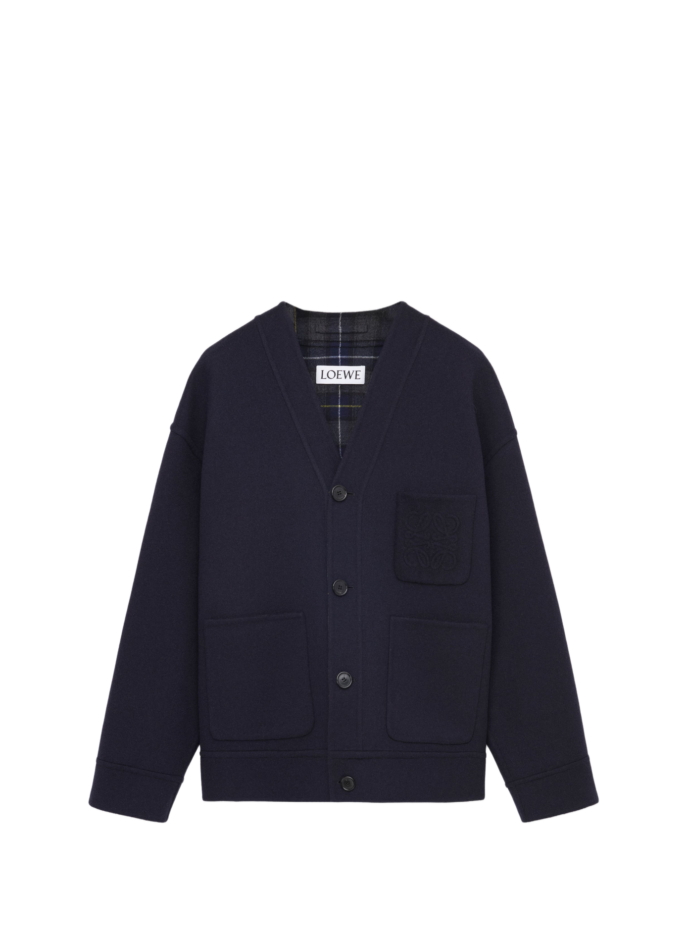 Cardigan droit en laine et cachemire LOEWE Bleu