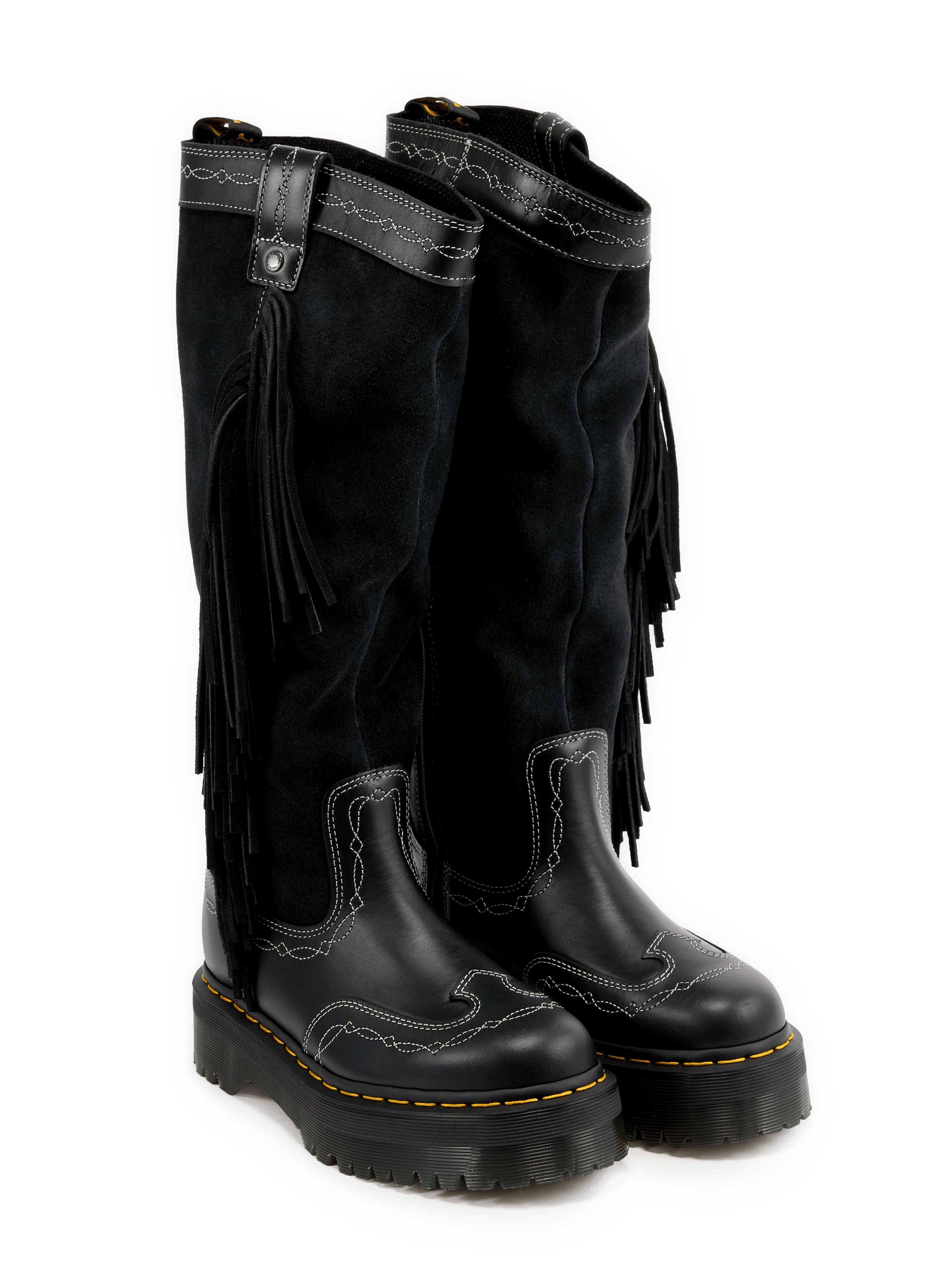 Fringe Hi Stiefel mit Rindslederfransen DR. MARTENS Schwarz
