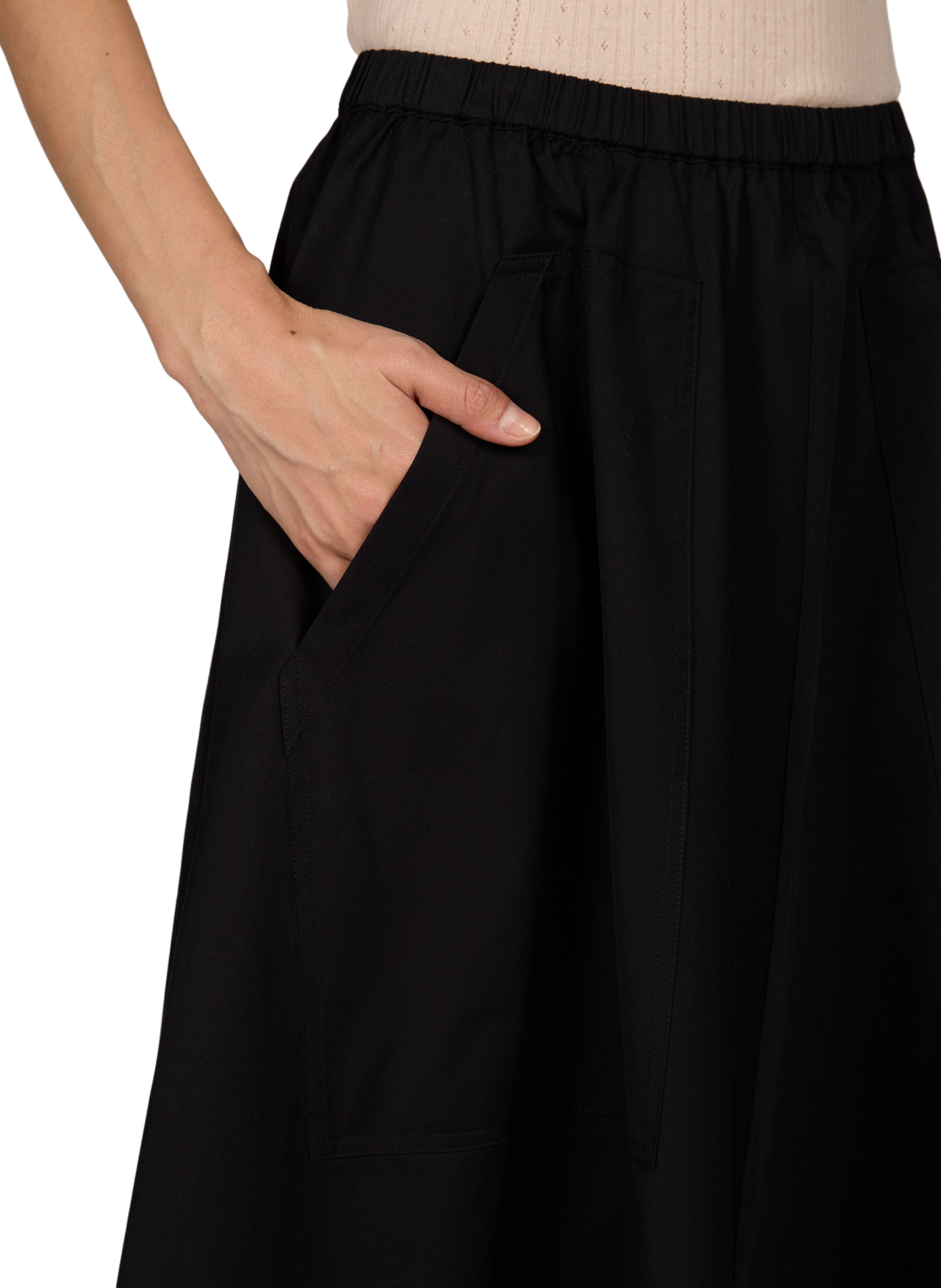 Flared midi skirt with pockets in cotton VINCE Black
