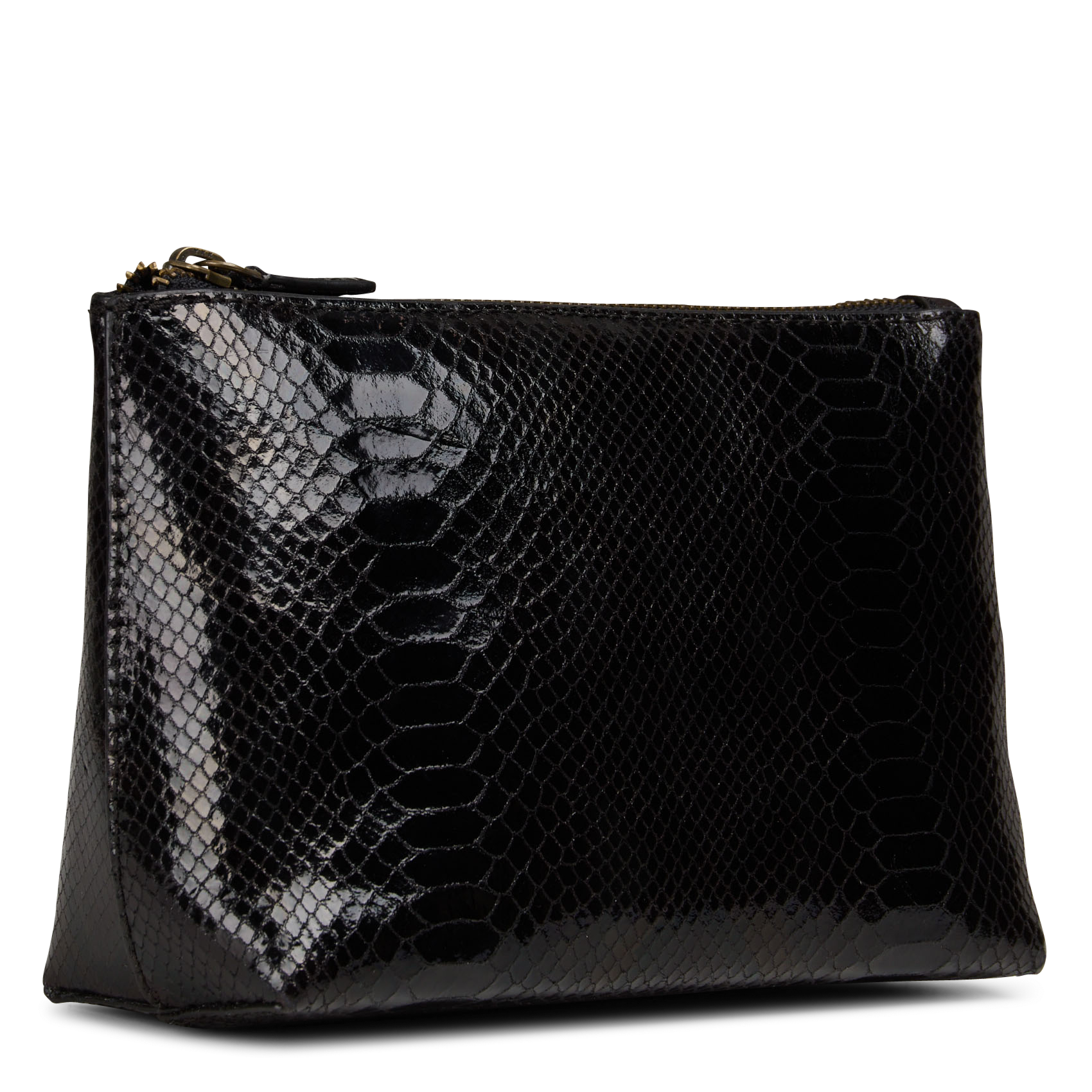 Pochette zippée en cuir leon MAISON 123 Noir