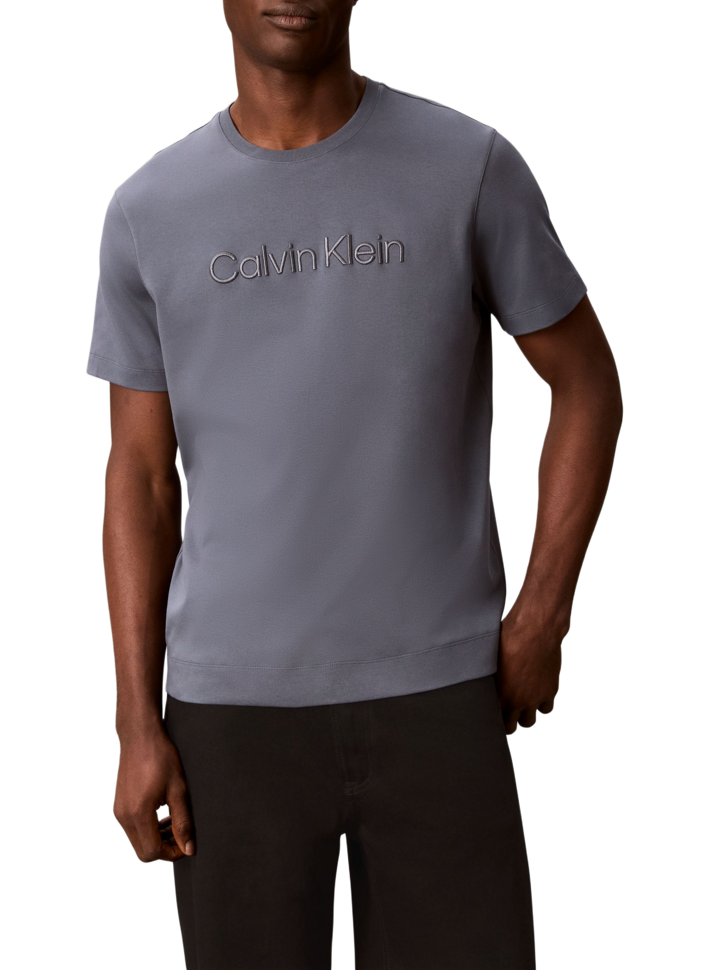 T-shirt droit en coton CALVIN KLEIN Gris