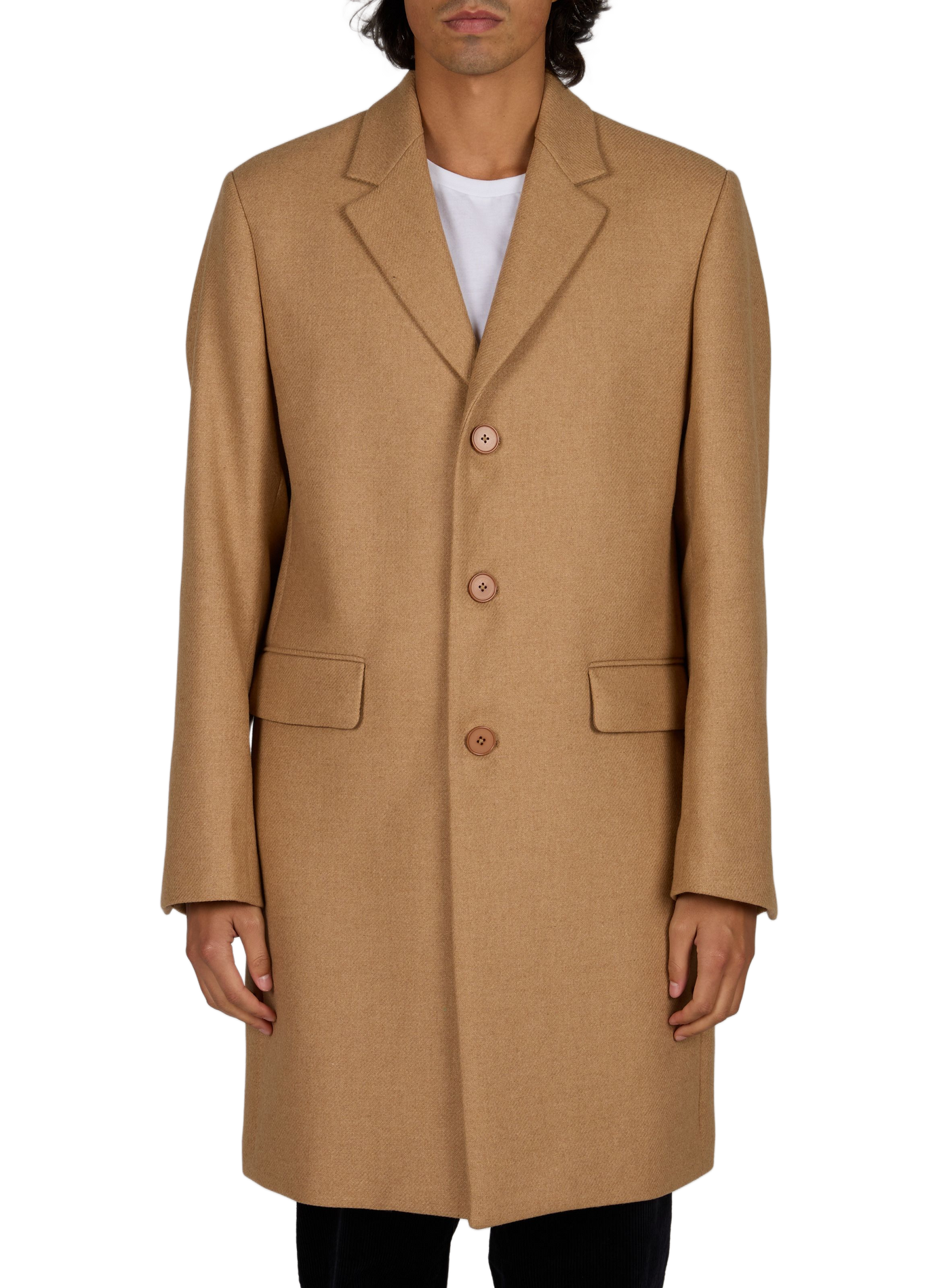 Manteau col tailleur en laine et cachemire mélangés AU PRINTEMPS PARIS Beige