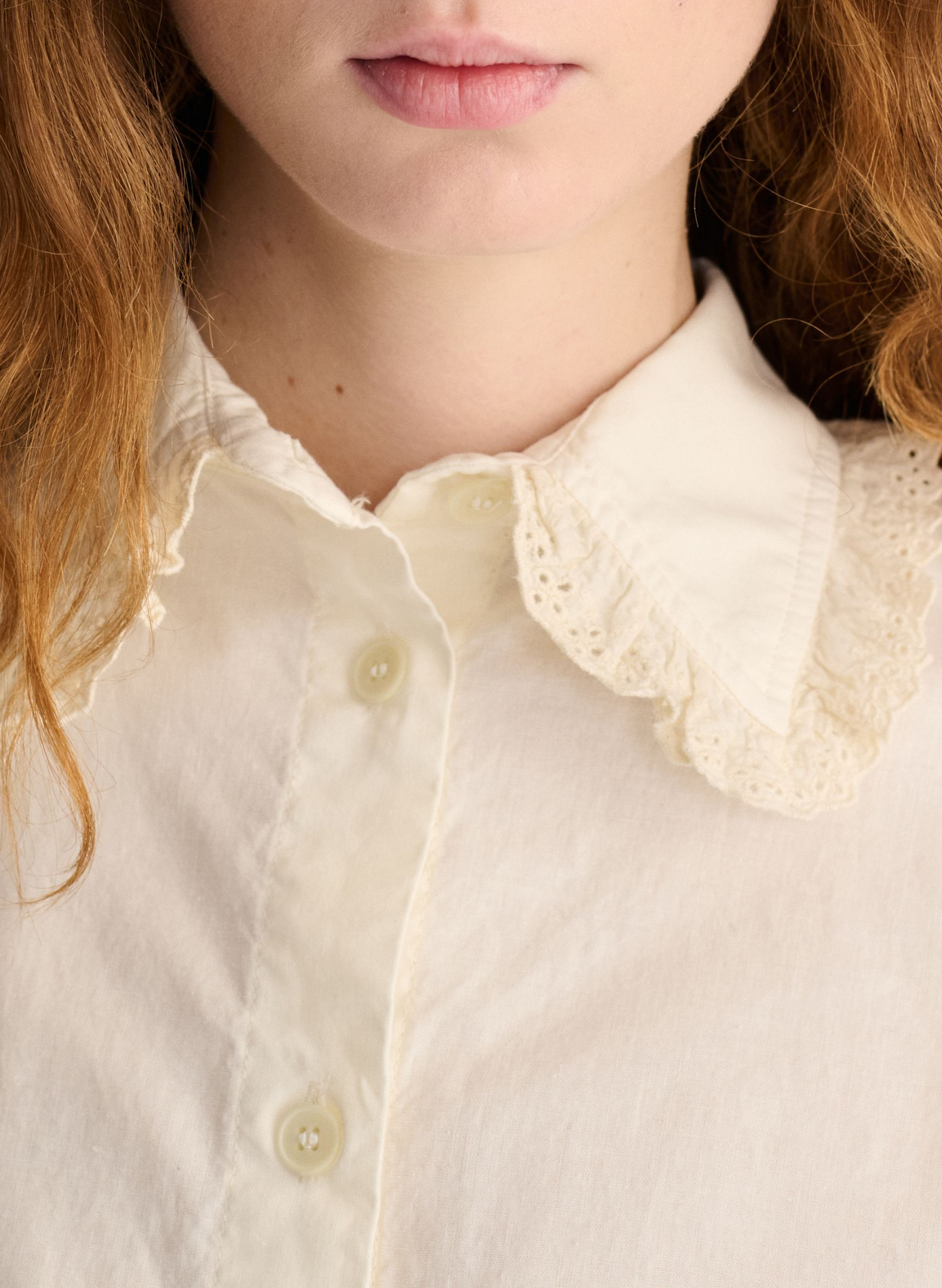 Chemise droite à col dentelle BOBO CHOSES Beige