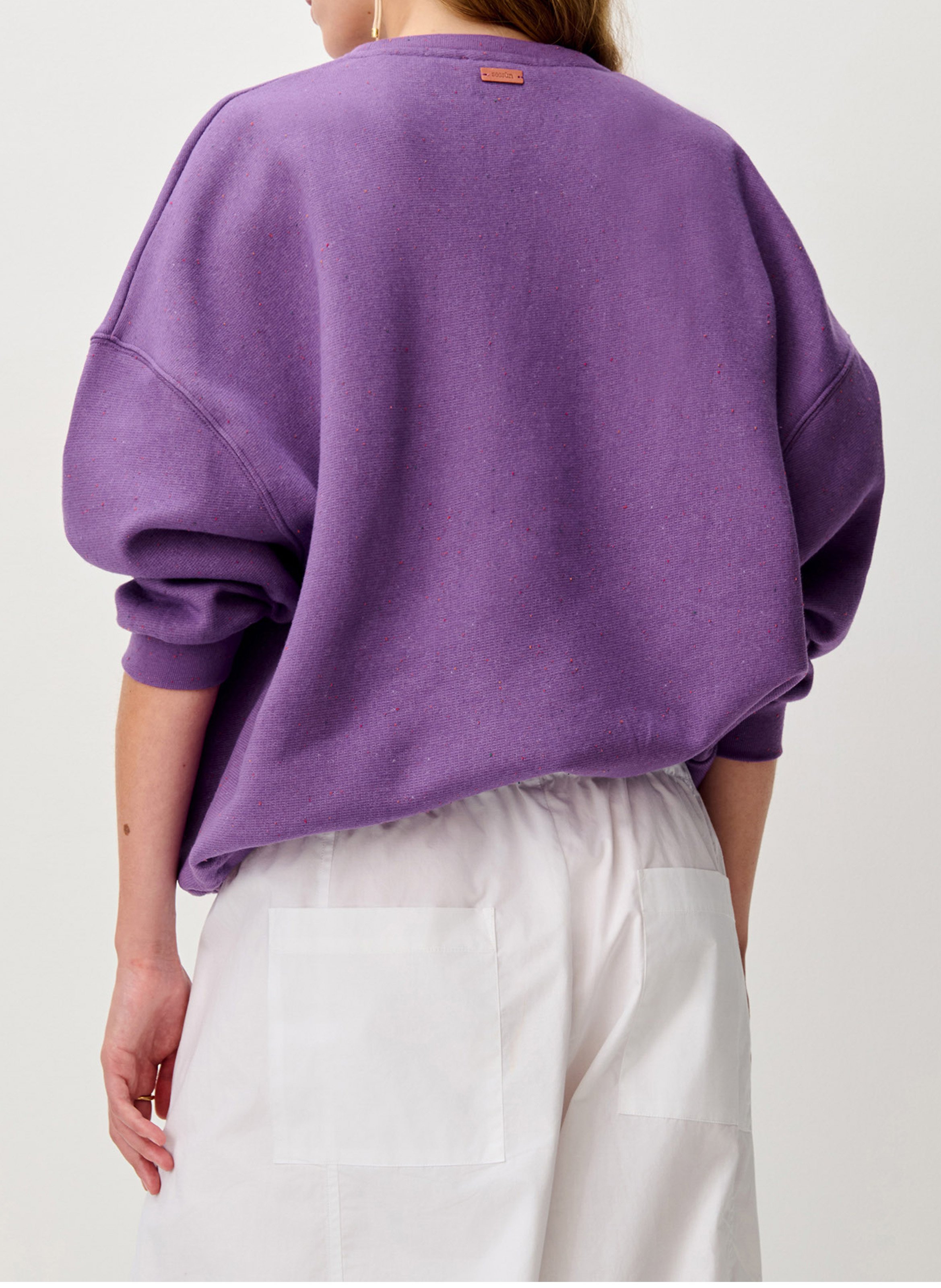 Sweat ample col rond moucheté en coton bio mélangé chebbi SESSUN Violet