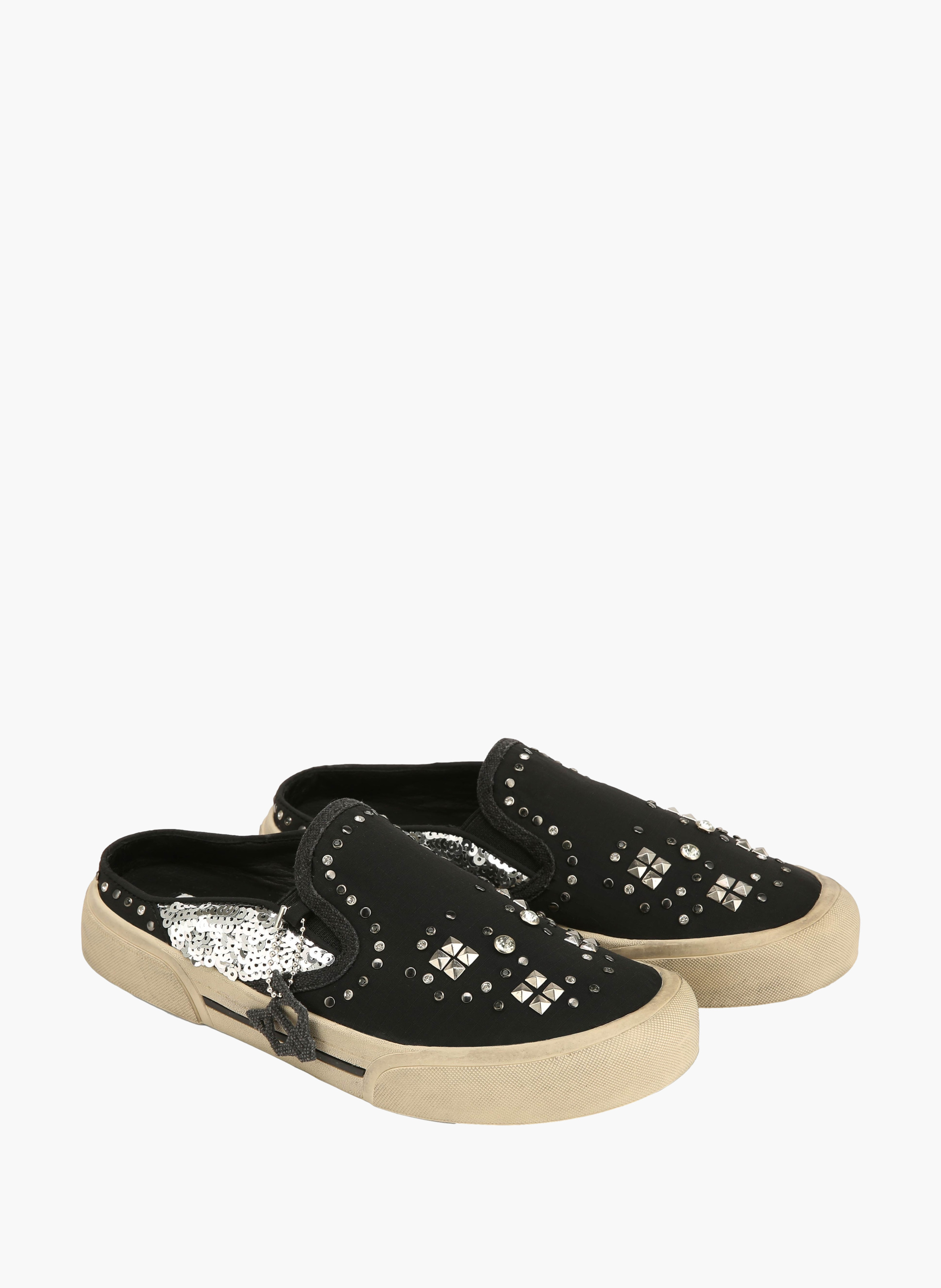 Militaire muiltjes met studs NAKED WOLFE Zwart