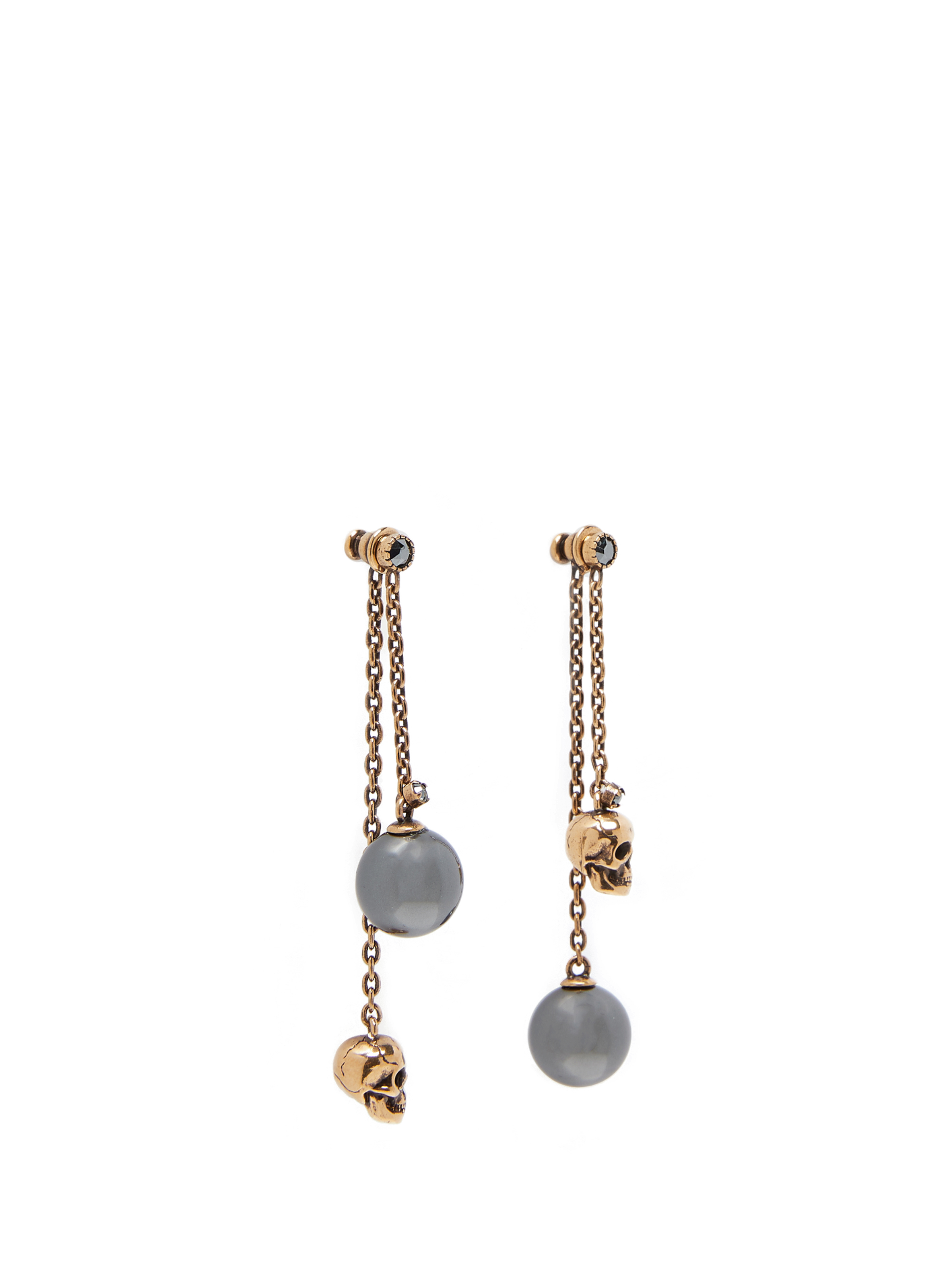 Boucles d'oreille à chaîne Skull en forme de perle