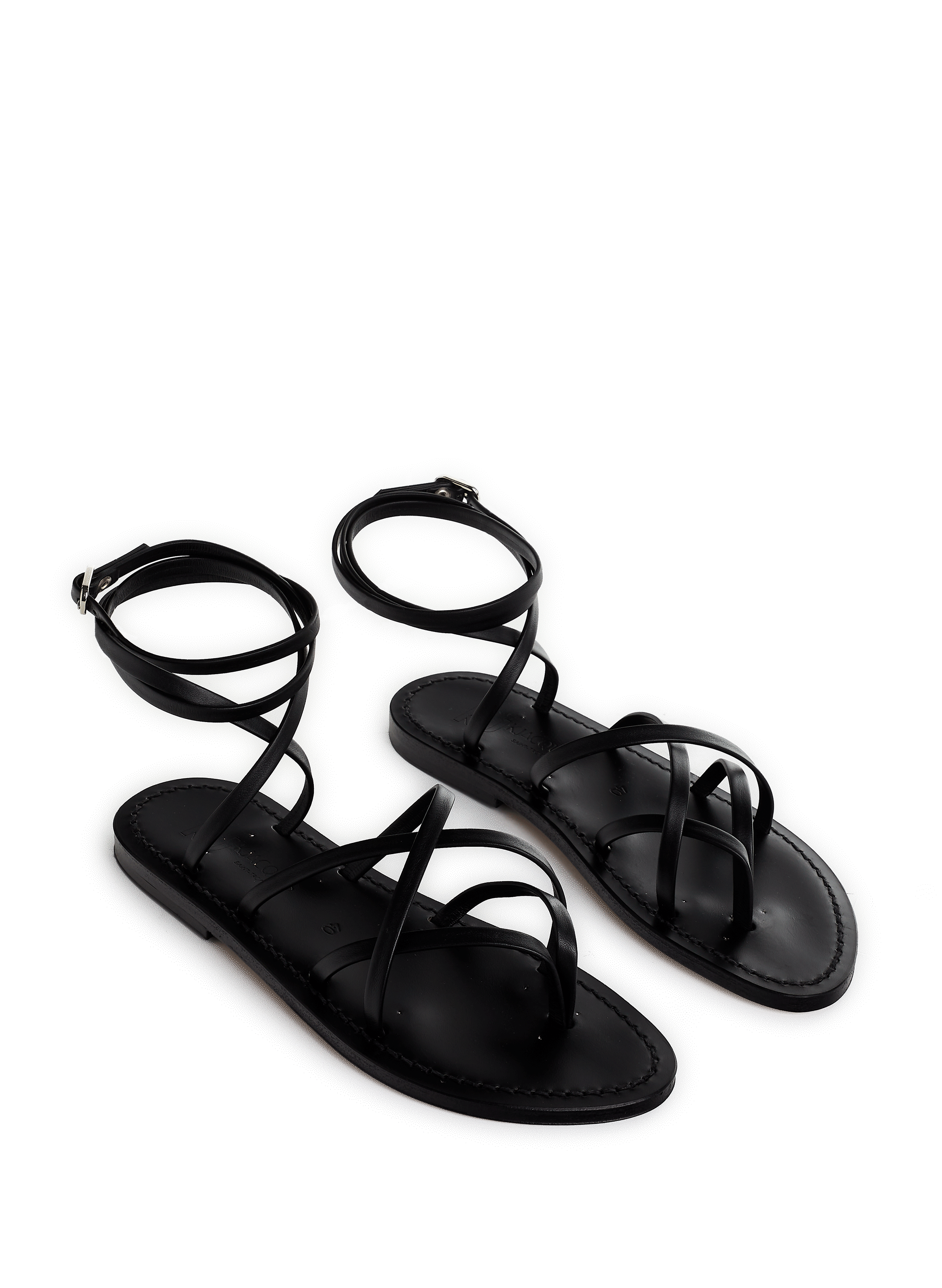 Flat leather sandals K. JACQUES Black