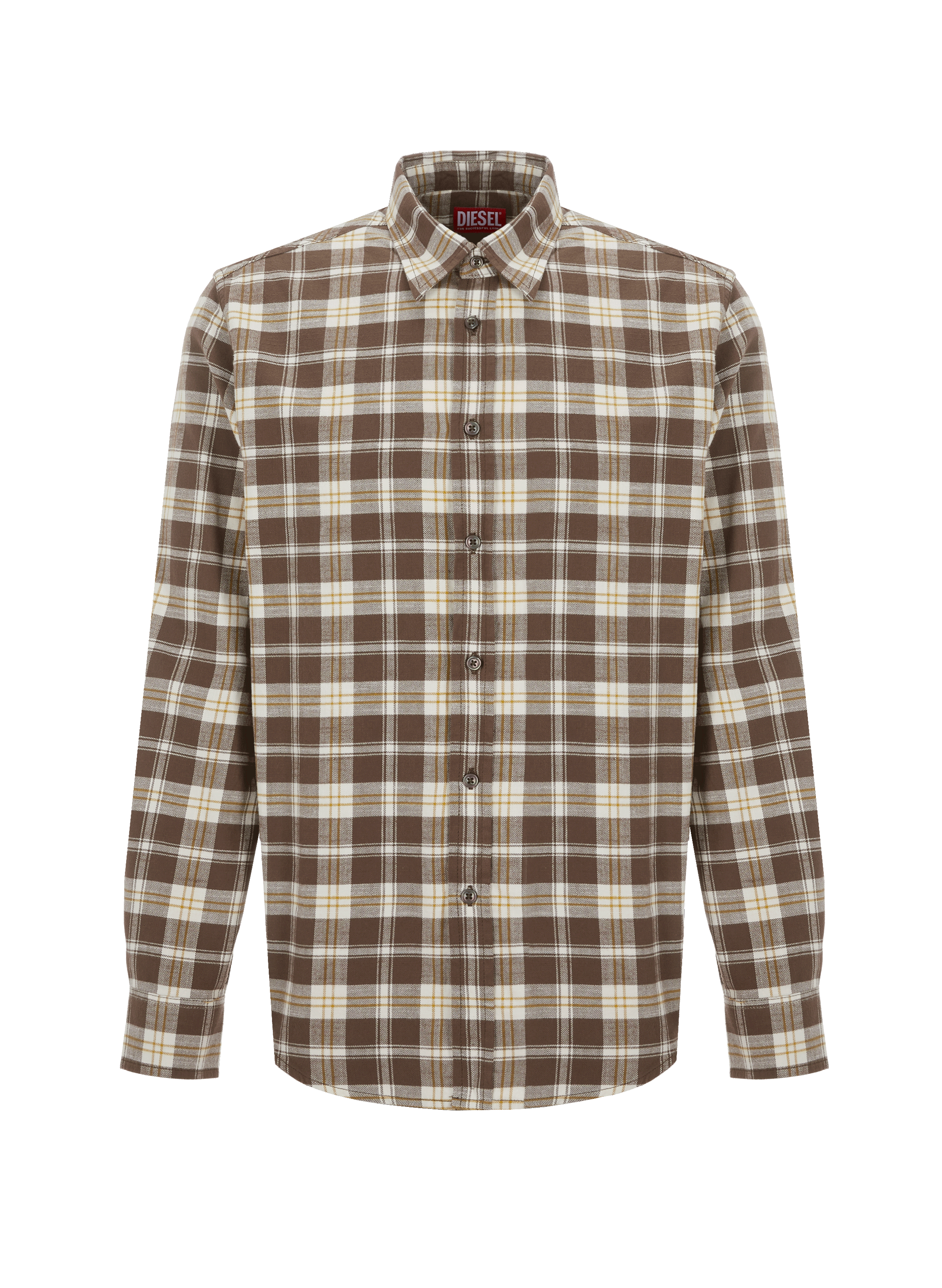 DIESEL Chemise à carreaux en coton Beige